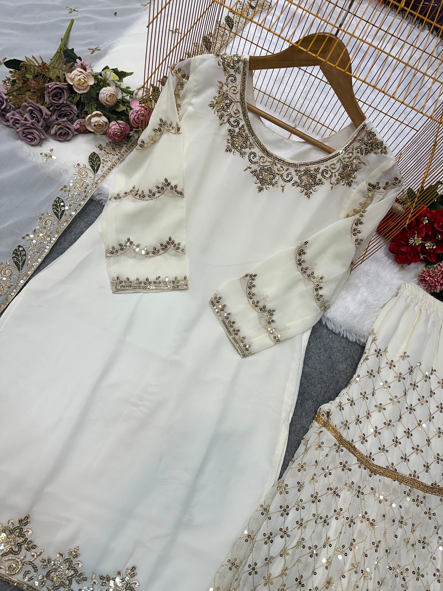 Classy Party Wear Sharara suit With Heavy Embroidery Work (MAS_BF_070)