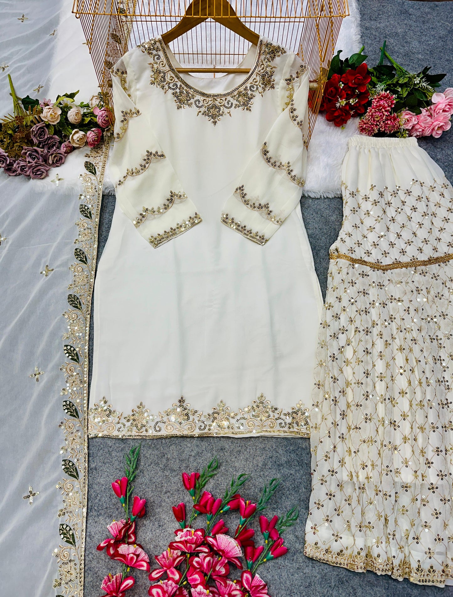 Classy Party Wear Sharara suit With Heavy Embroidery Work (MAS_BF_070)