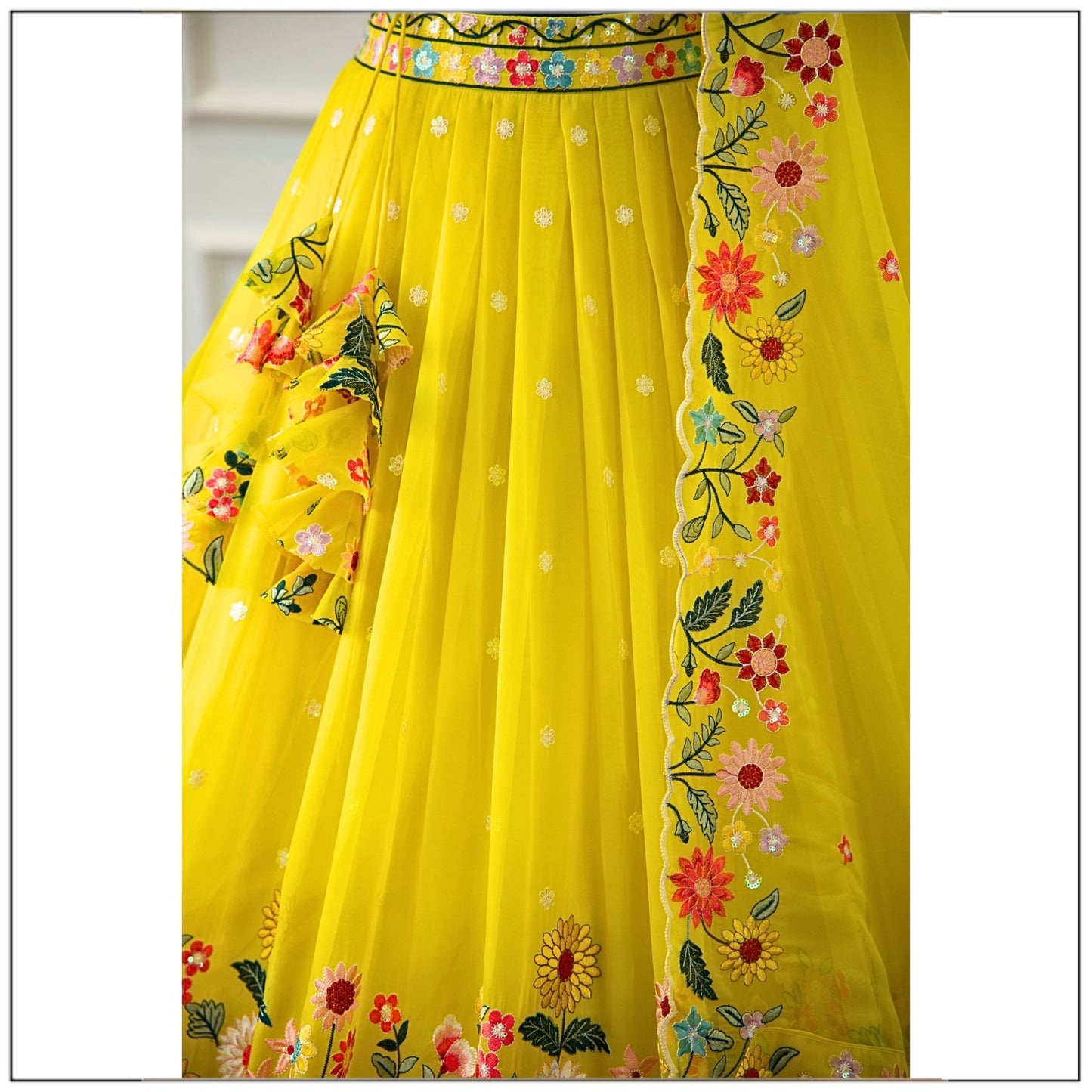 Charming Heavy Embroidery Thread & Sequence Work Yellow Colorful Lehenga Choli ( MAS_TF_374 )