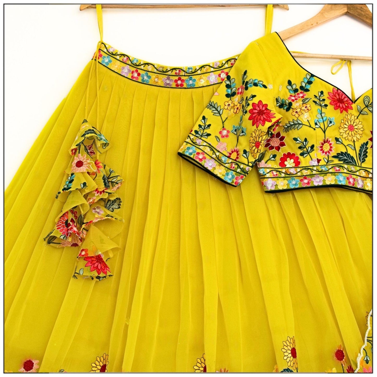 Charming Heavy Embroidery Thread & Sequence Work Yellow Colorful Lehenga Choli ( MAS_TF_374 )
