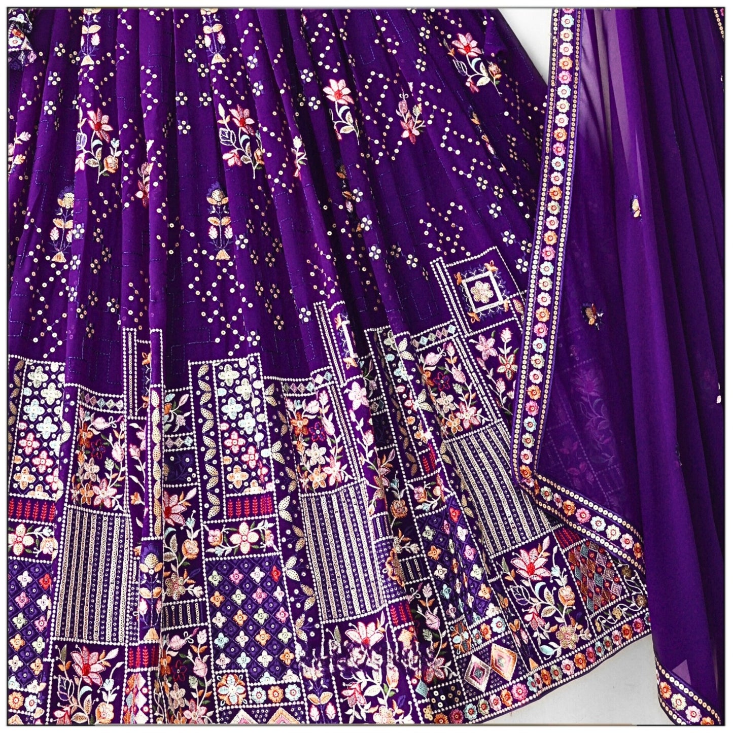 Fantastic Heavy Embroidery Thread & Sequence Work Purple Lehenga Choli ( MAS_TF_375 )