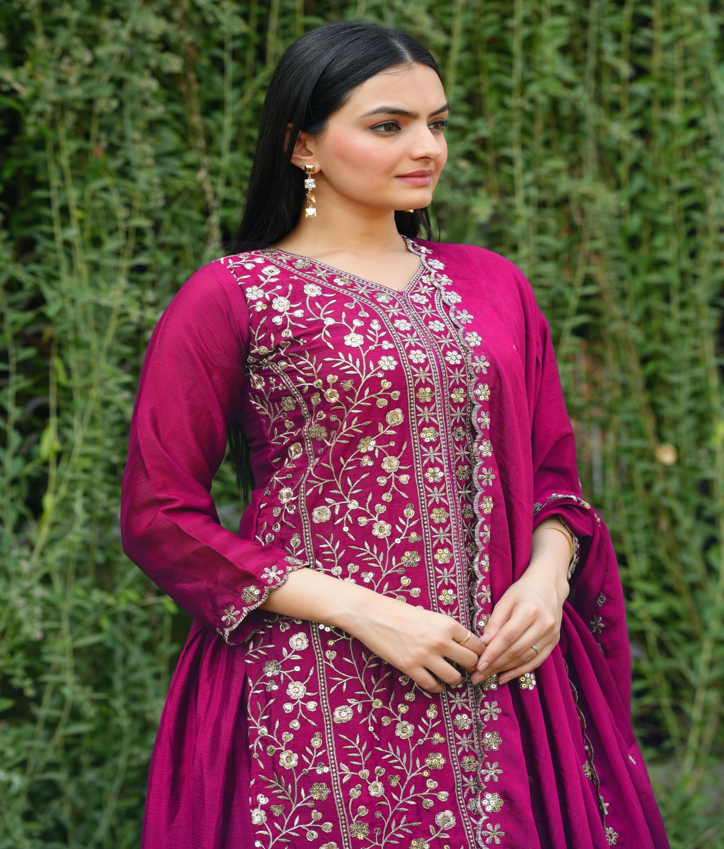 New Designer Chinon Sharara Suit With Sequence and Embroidered Work ( MAS_FE_54_Pink )