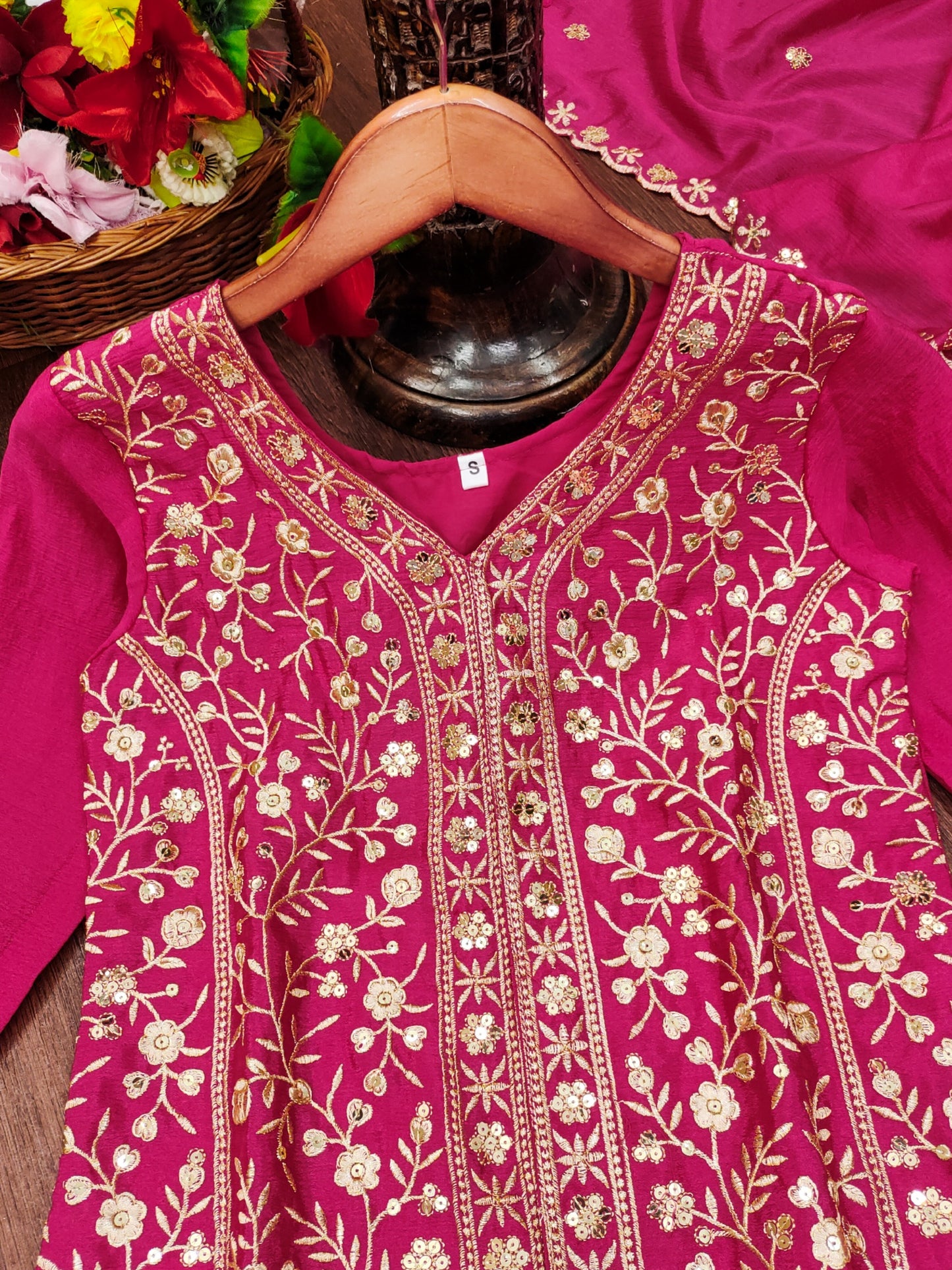 New Designer Chinon Sharara Suit With Sequence and Embroidered Work ( MAS_FE_54_Pink )