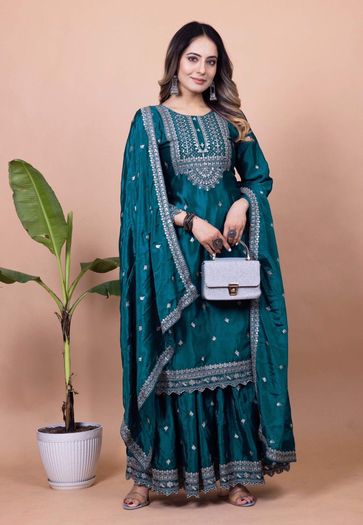 Trendy Chinon Sharara Suit WIth Sequence Embroidered Work ( MAS_FE_61 )