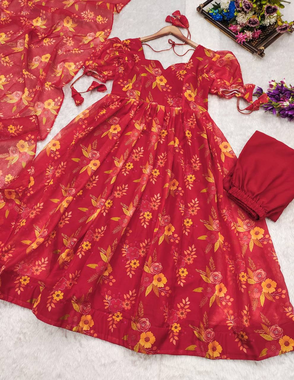Gorgeous Red Organza Anarkali Suit (MAS_MC_1055)
