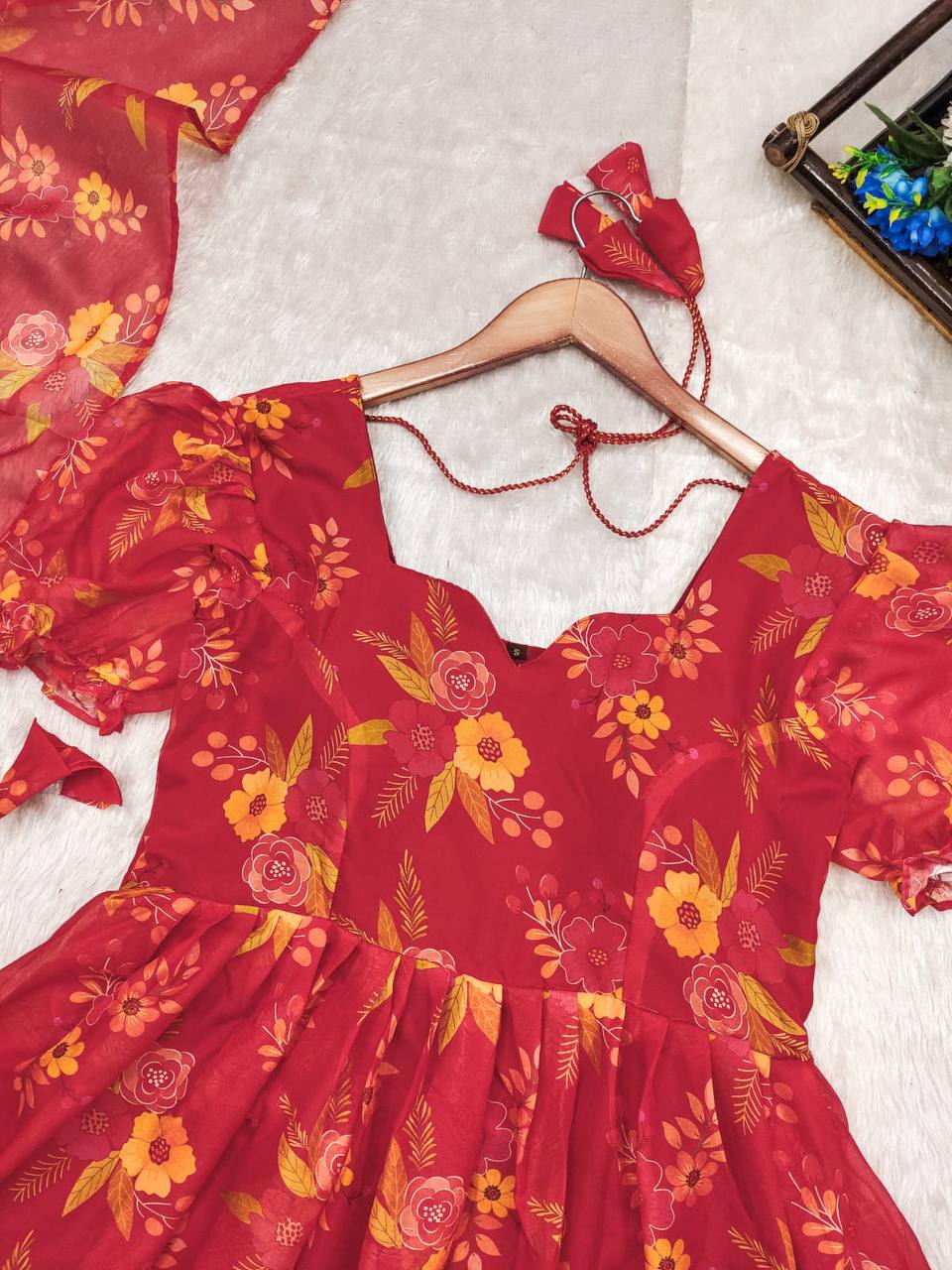 Gorgeous Red Organza Anarkali Suit (MAS_MC_1055)
