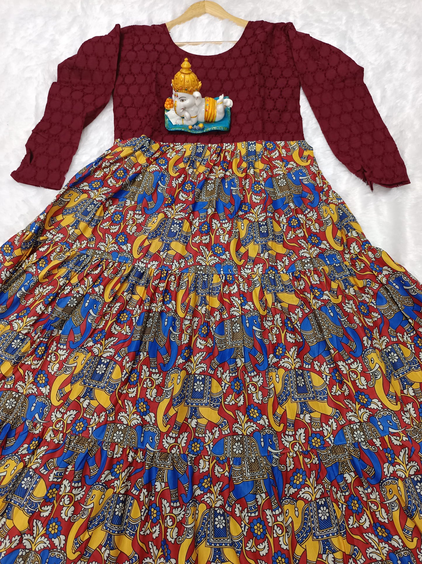 Trendy Hakoba Kalamkari Printed Gown (MAS_MC_1065_Maroon)