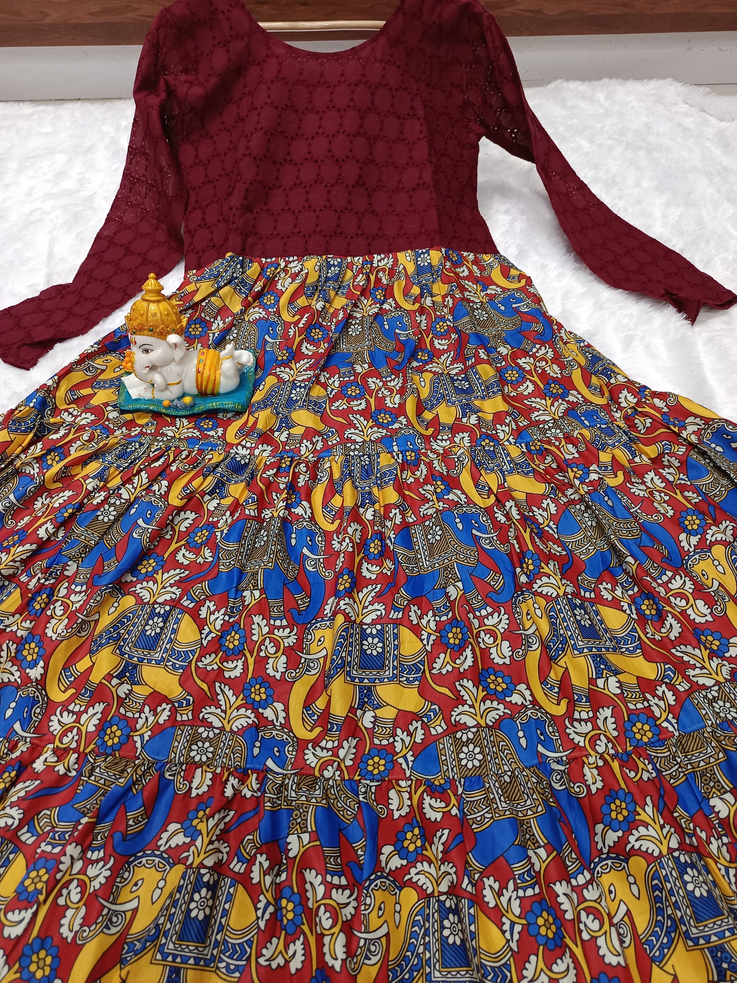 Trendy Hakoba Kalamkari Printed Gown (MAS_MC_1065_Maroon)