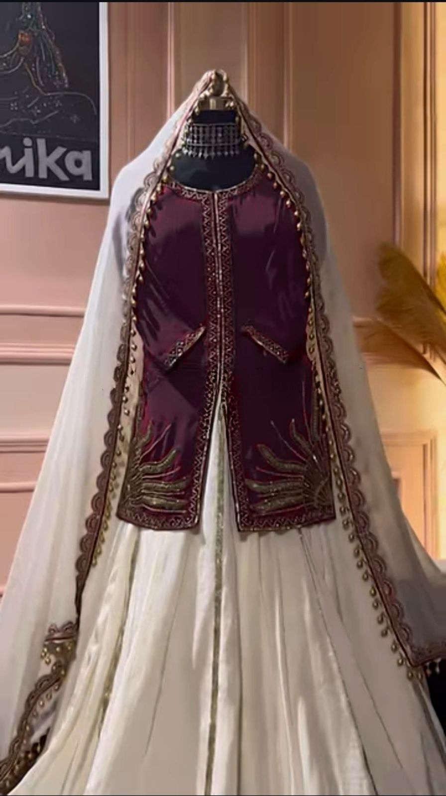 Exclusive Natural Crep Silk Lehenga Crop Top With Handwork (MAS_MD_3040)
