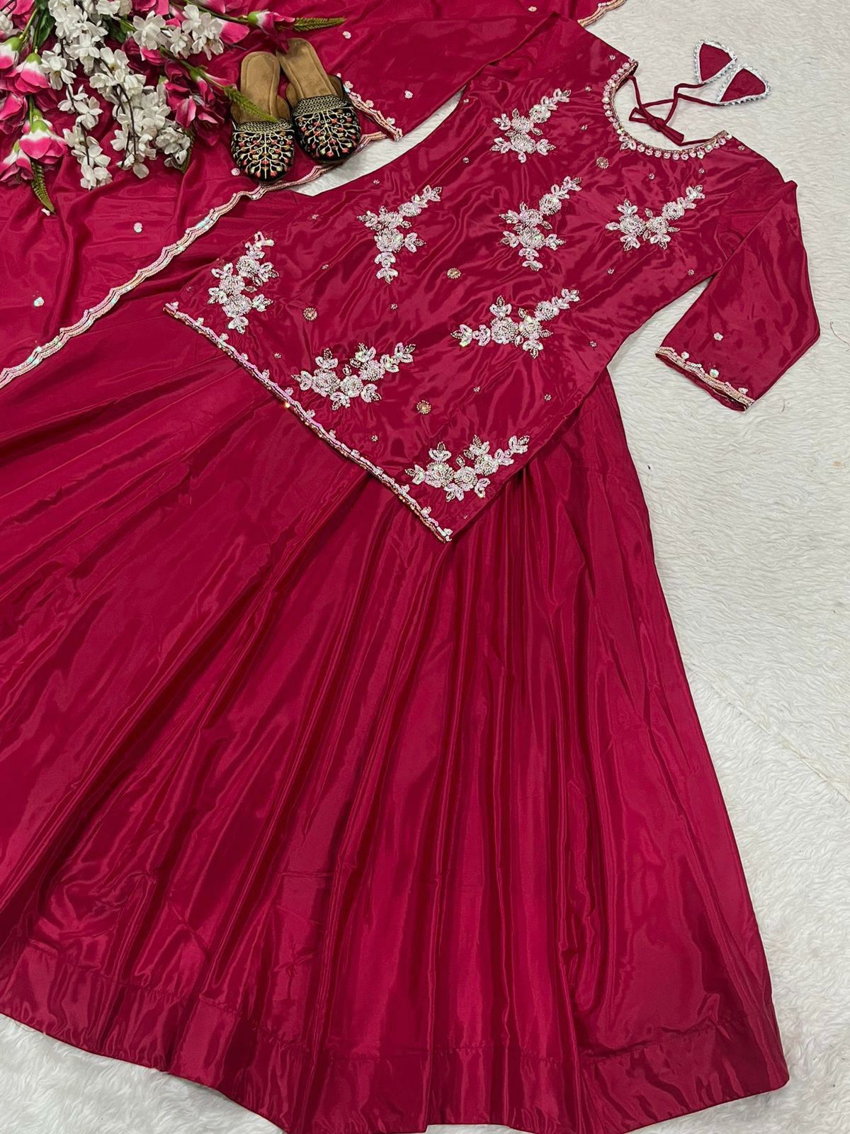 Fabulous Lehenga Crop Top With Sequence & Thread Embroidery Work (MAS_ND_5040)