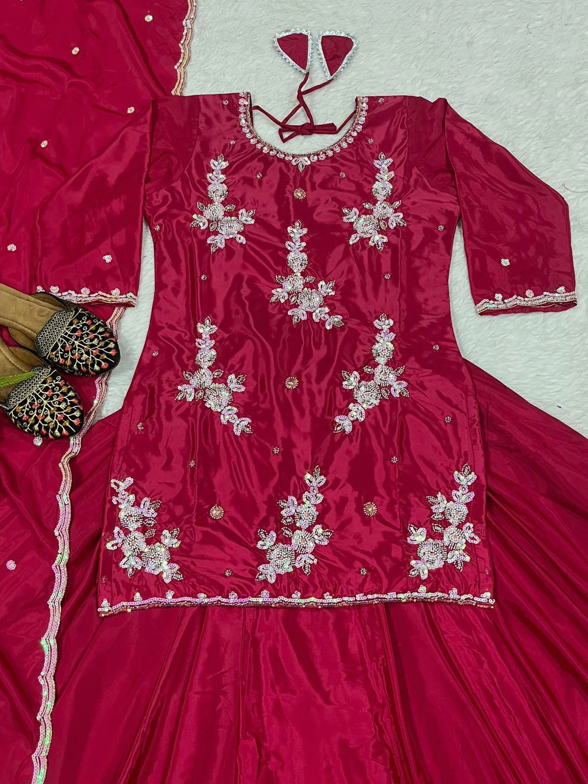 Fabulous Lehenga Crop Top With Sequence & Thread Embroidery Work (MAS_ND_5040)