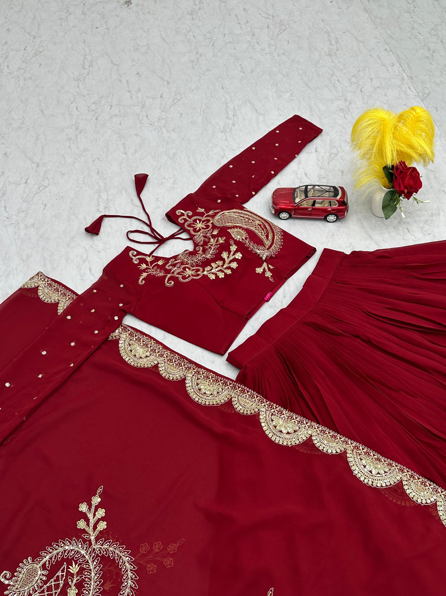 Admiring Embroidery Coading Sequence Work Maroon Traditional Lehenga Choli ( MAS_PC_508 )