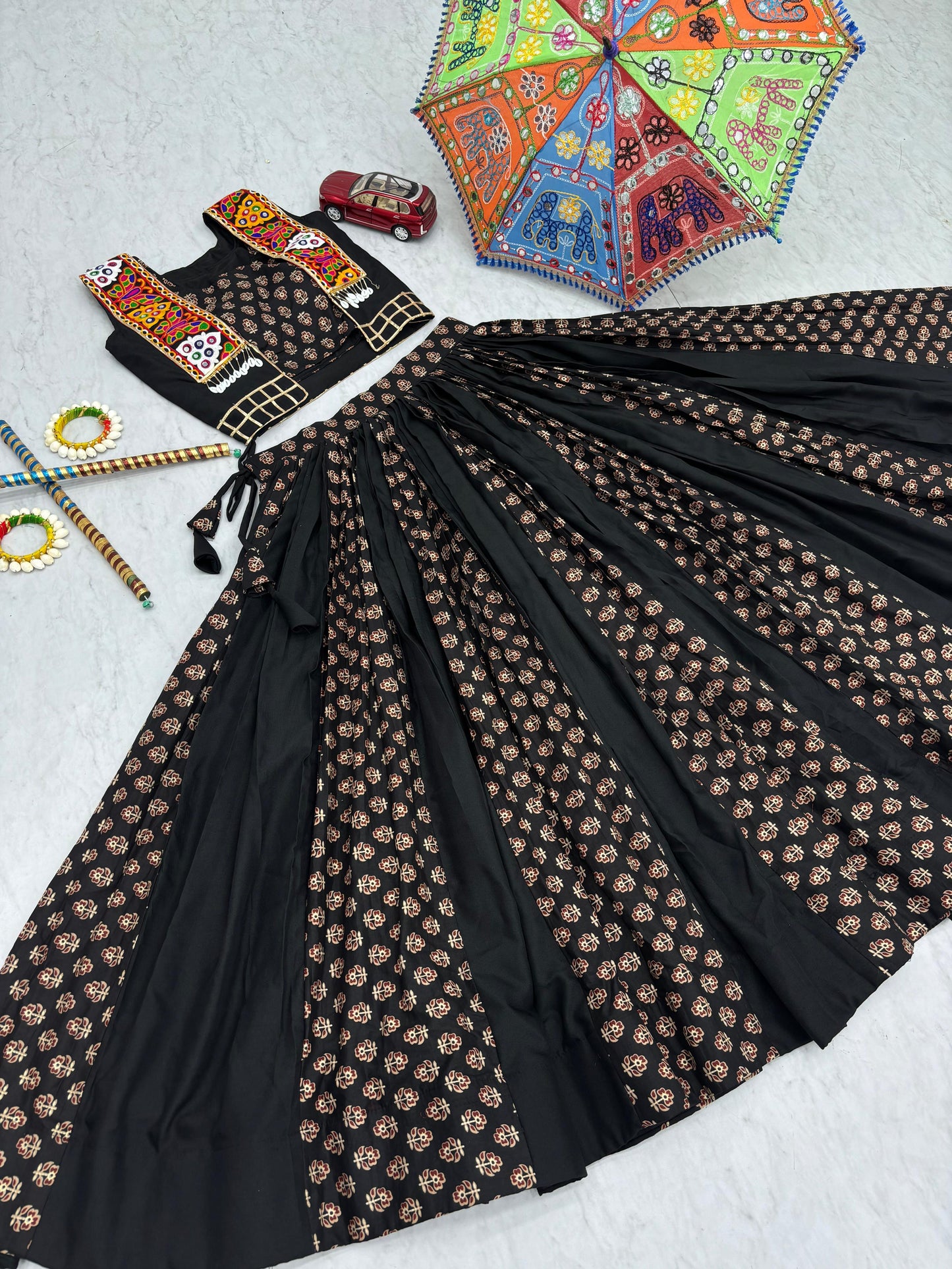 Antique Navratri Special Lehenga Choli With Jacket ( MAS_PC_N45_Black )