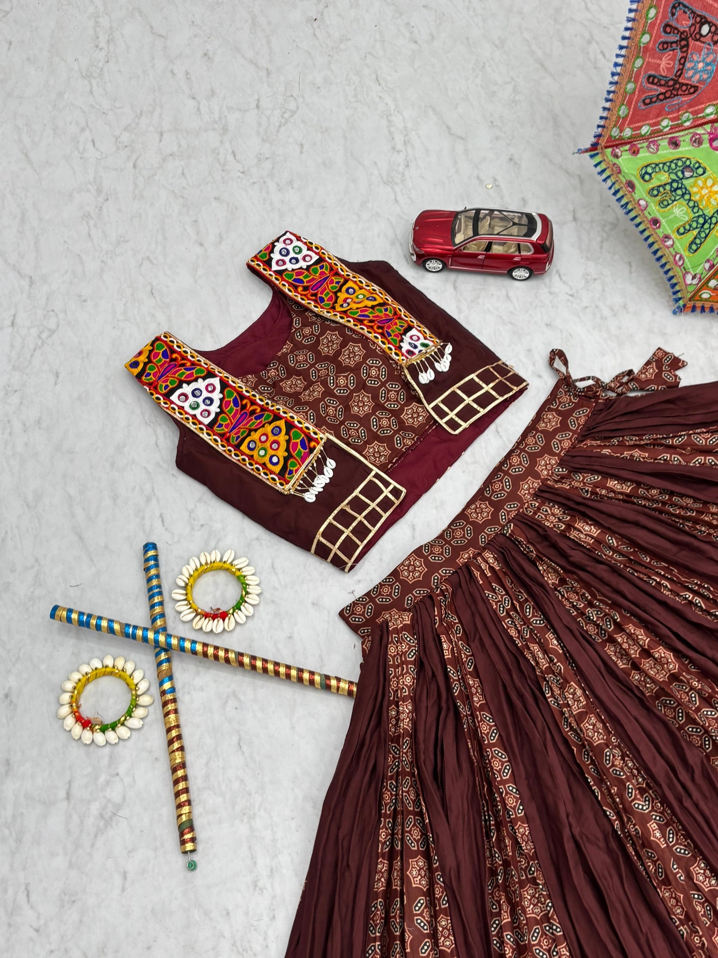 Stylish Navratri Special Lehenga Choli With Jacket ( MAS_PC_N45_Brown )