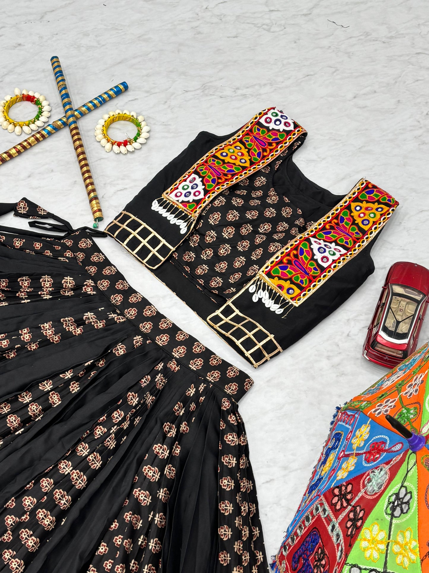 Antique Navratri Special Lehenga Choli With Jacket ( MAS_PC_N45_Black )