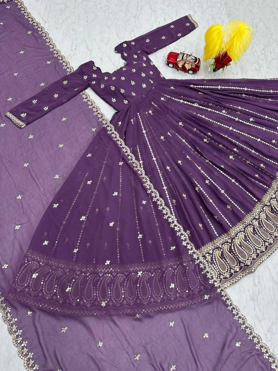 Fabulous Heavy Embroidery Party Wear Gown & Dupatta Set ( MAS_PF_010 )