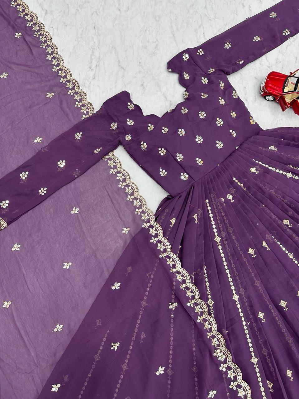 Fabulous Heavy Embroidery Party Wear Gown & Dupatta Set ( MAS_PF_010 )