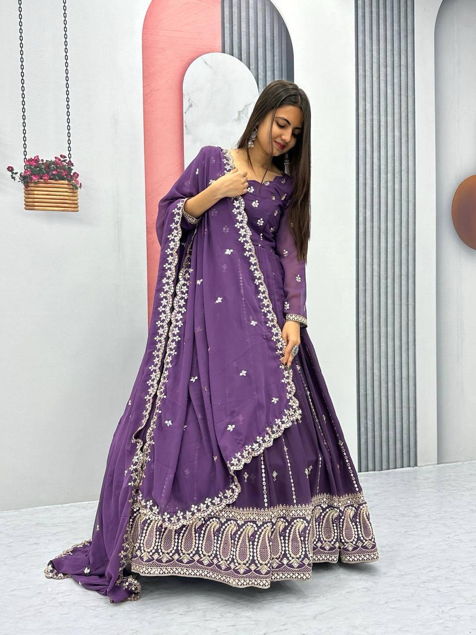 Fabulous Heavy Embroidery Party Wear Gown & Dupatta Set ( MAS_PF_010 )