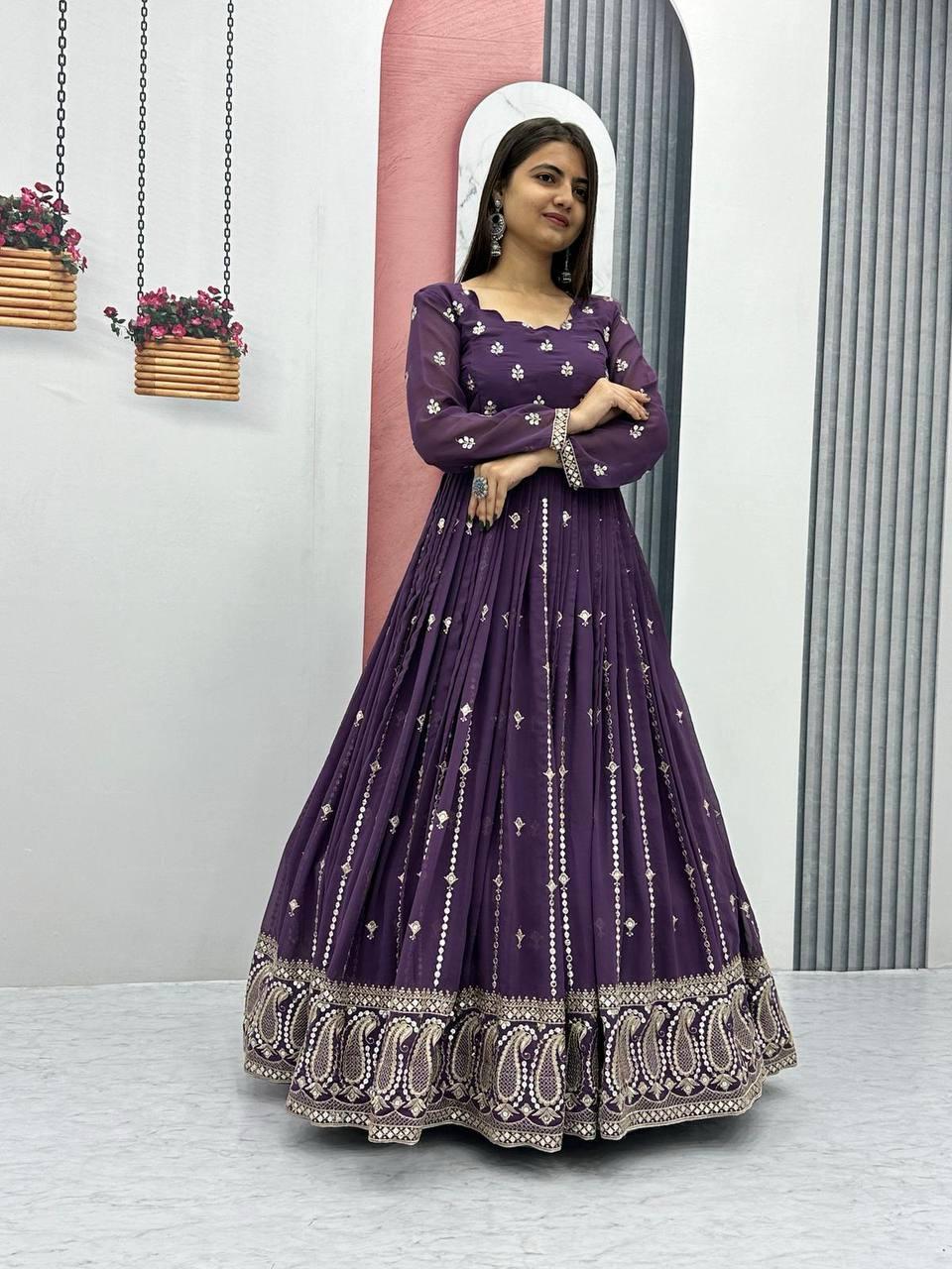 Fabulous Heavy Embroidery Party Wear Gown & Dupatta Set ( MAS_PF_010 )