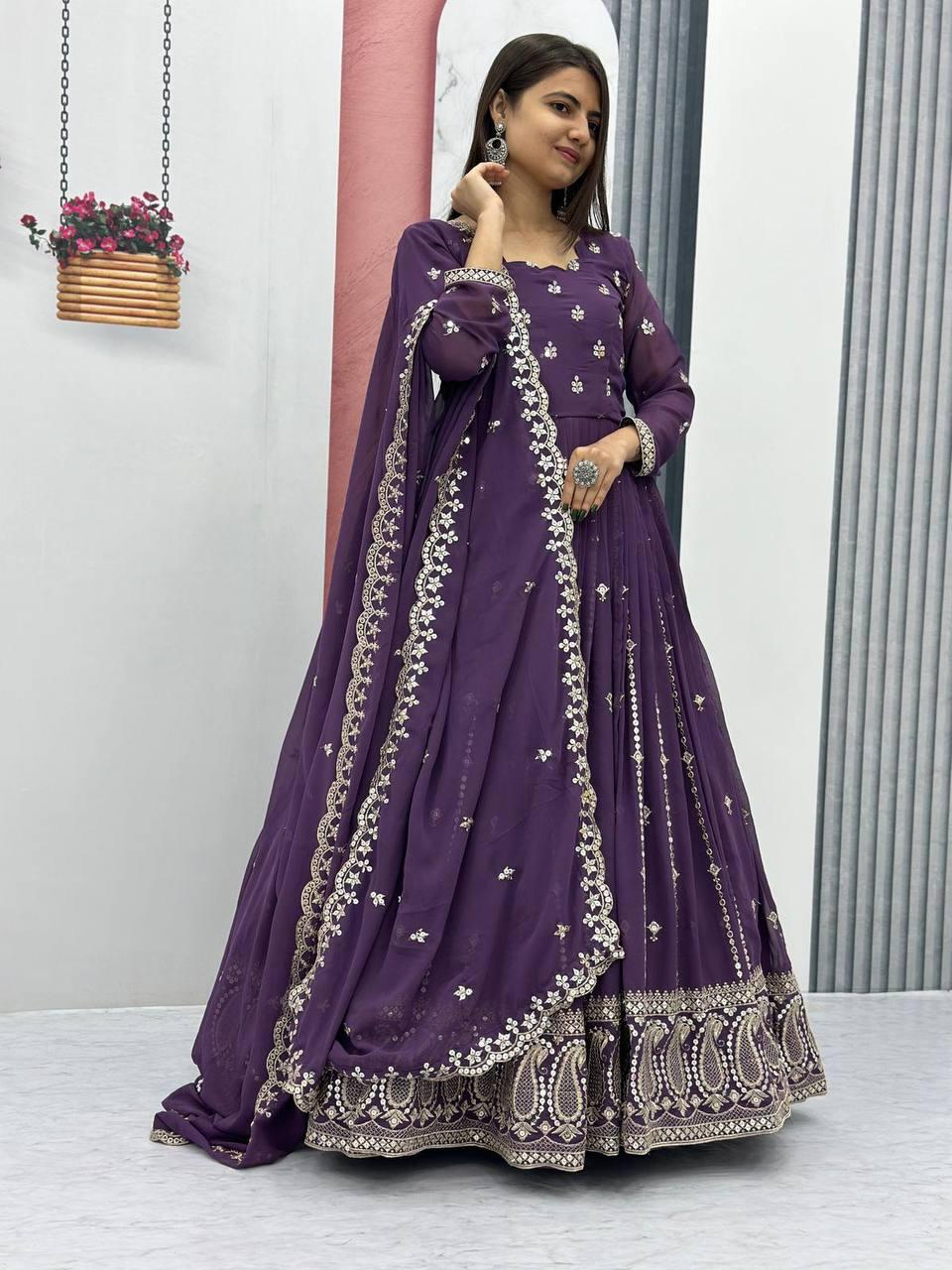 Fabulous Heavy Embroidery Party Wear Gown & Dupatta Set ( MAS_PF_010 )