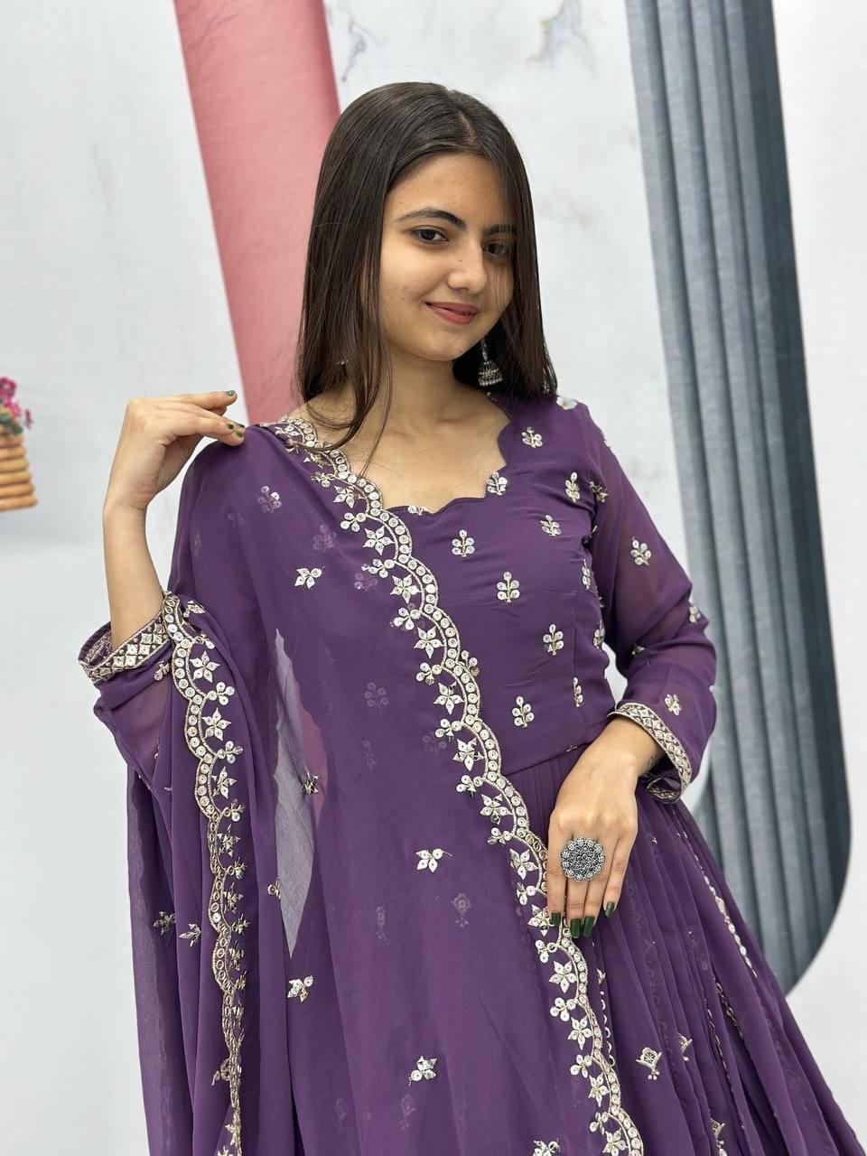 Fabulous Heavy Embroidery Party Wear Gown & Dupatta Set ( MAS_PF_010 )