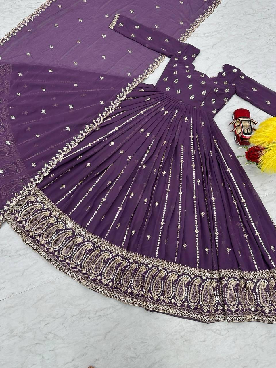 Fabulous Heavy Embroidery Party Wear Gown & Dupatta Set ( MAS_PF_010 )
