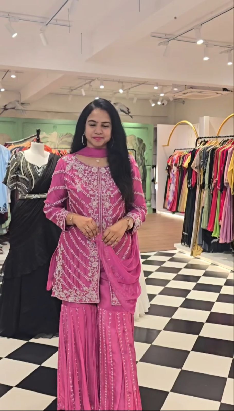 Beautiful Pink Faux Georgette Sharara Suit With Heavy Embroidery Sequence Work (MAS_PF_030_Pink)