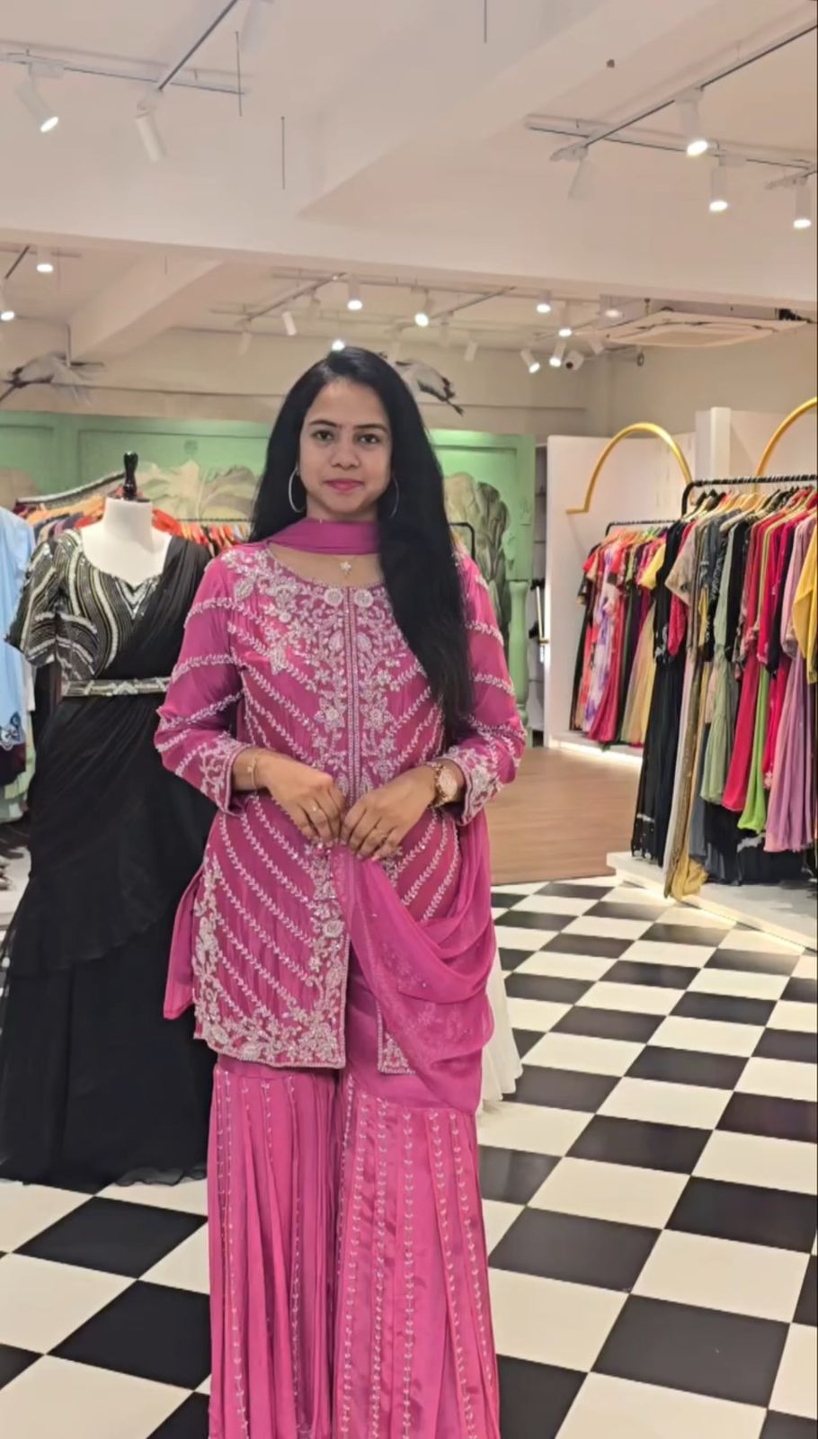 Beautiful Pink Faux Georgette Sharara Suit With Heavy Embroidery Sequence Work (MAS_PF_030_Pink)