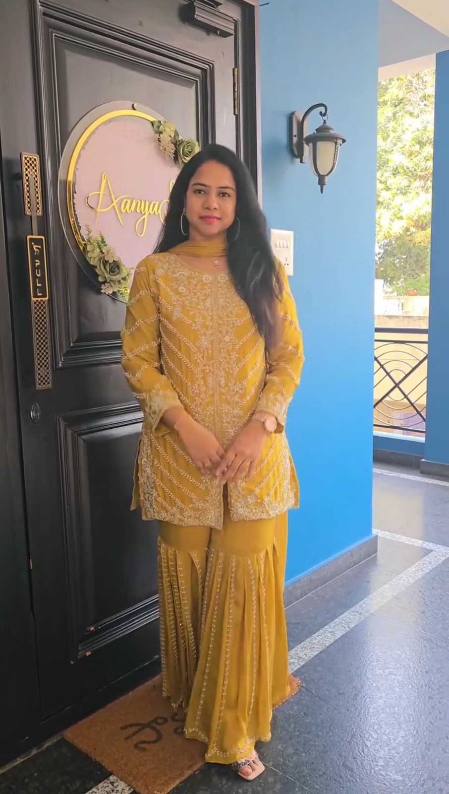 Charming Yellow Faux Georgette Sharara Suit With Heavy Embroidery Sequence Work (MAS_PF_030_Yellow)