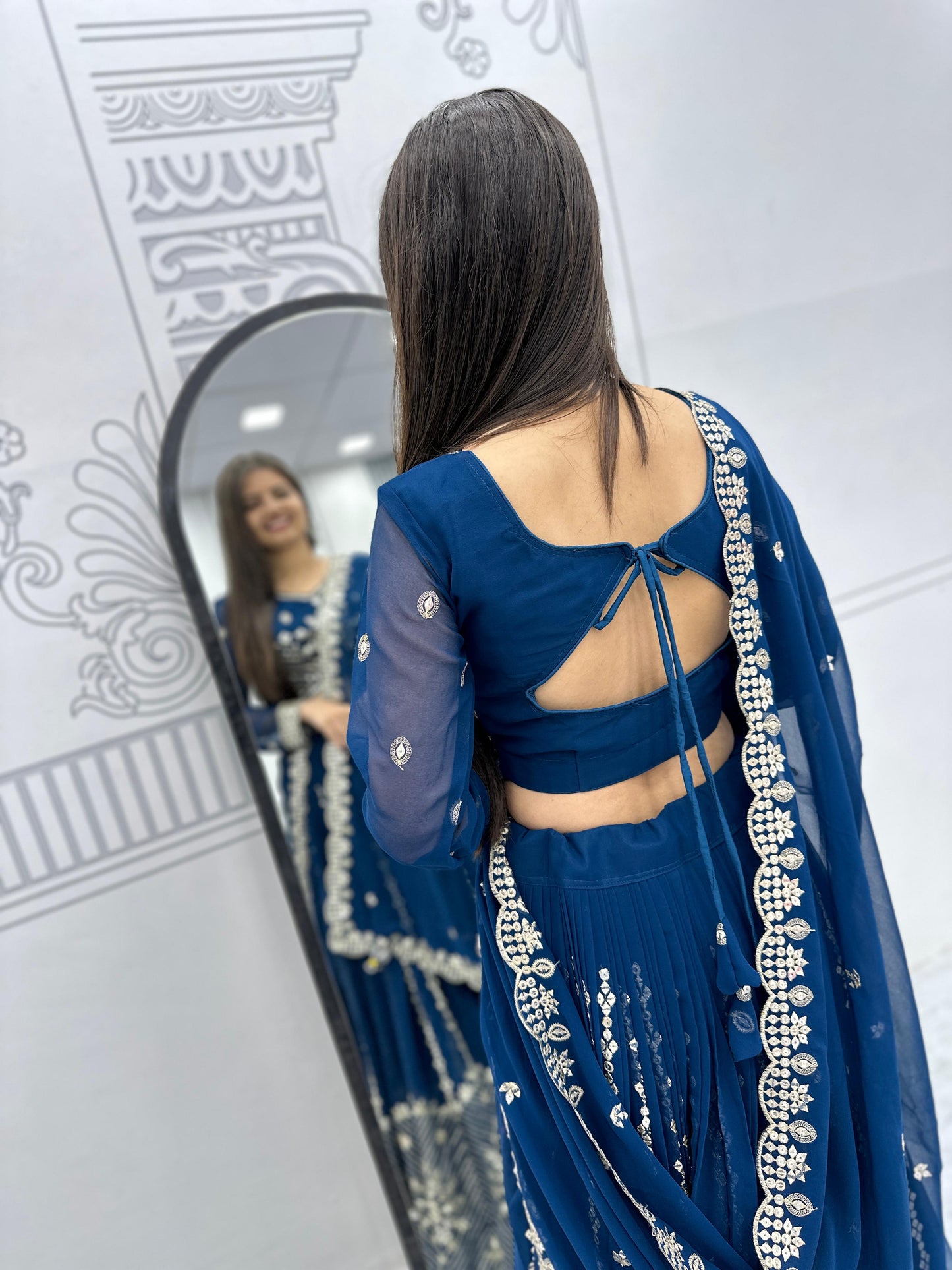 Wedding Wear Georgette Embroidery Sequence Work Lehenga Choli (MAS_PF_036_Rama)