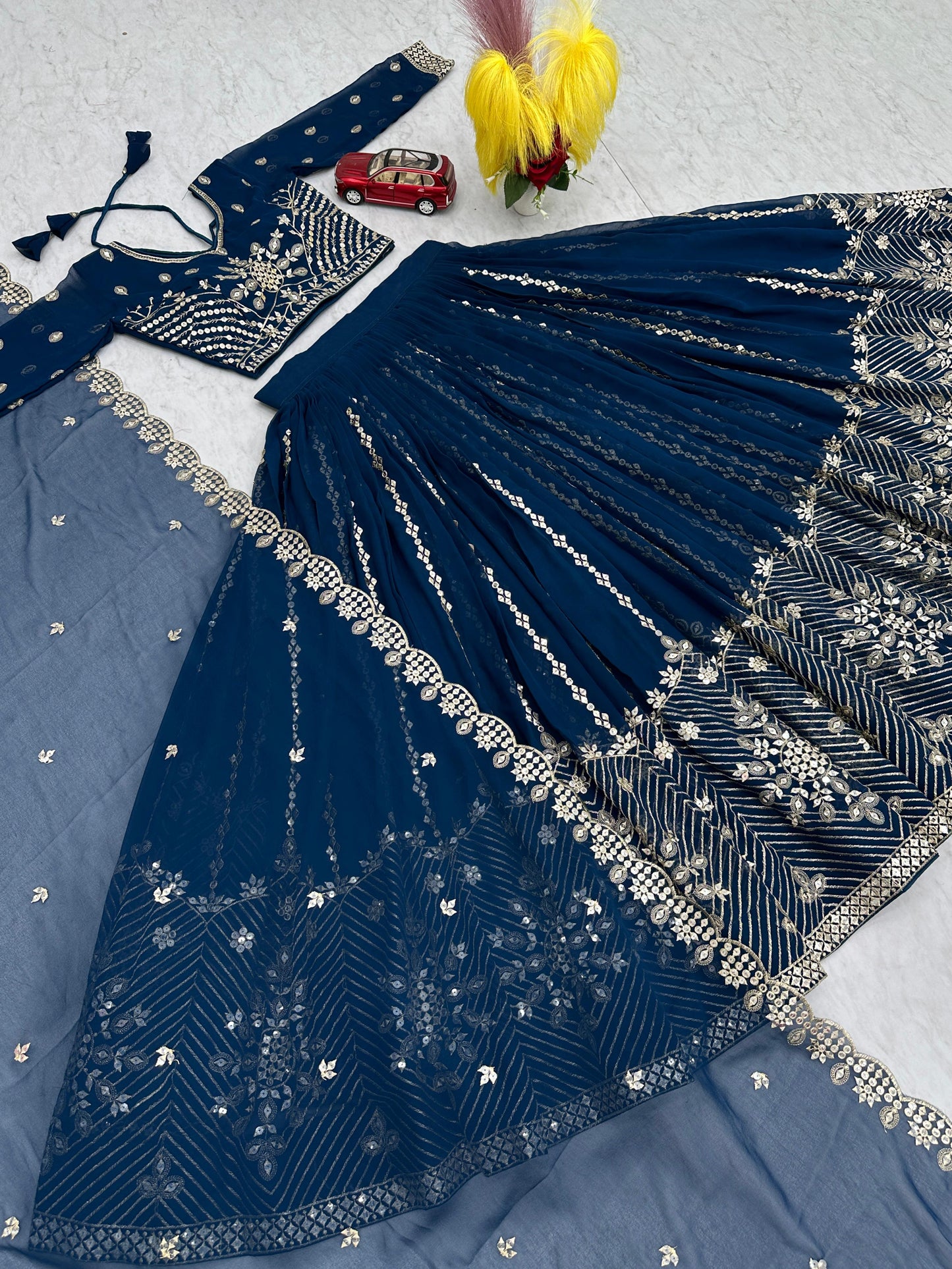 Wedding Wear Georgette Embroidery Sequence Work Lehenga Choli (MAS_PF_036_Rama)