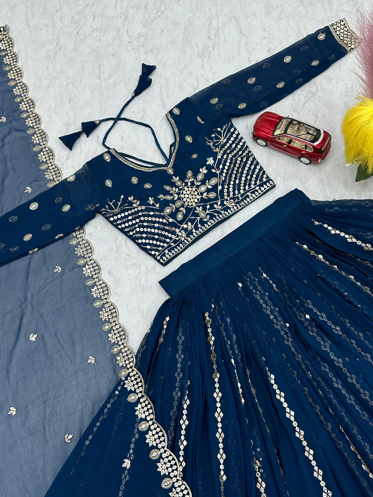 Wedding Wear Georgette Embroidery Sequence Work Lehenga Choli (MAS_PF_036_Rama)