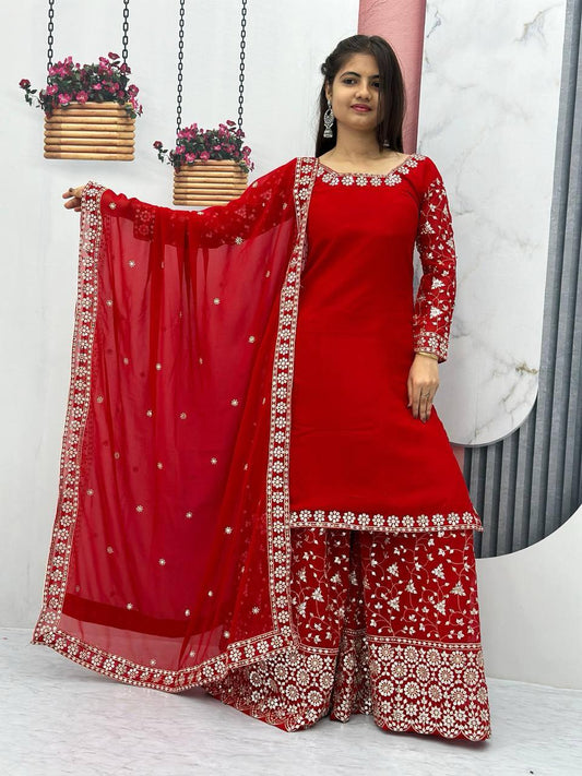 Admiring Heavy Embroidery Sharara suit With Sequence Work (MAS_PF_03)