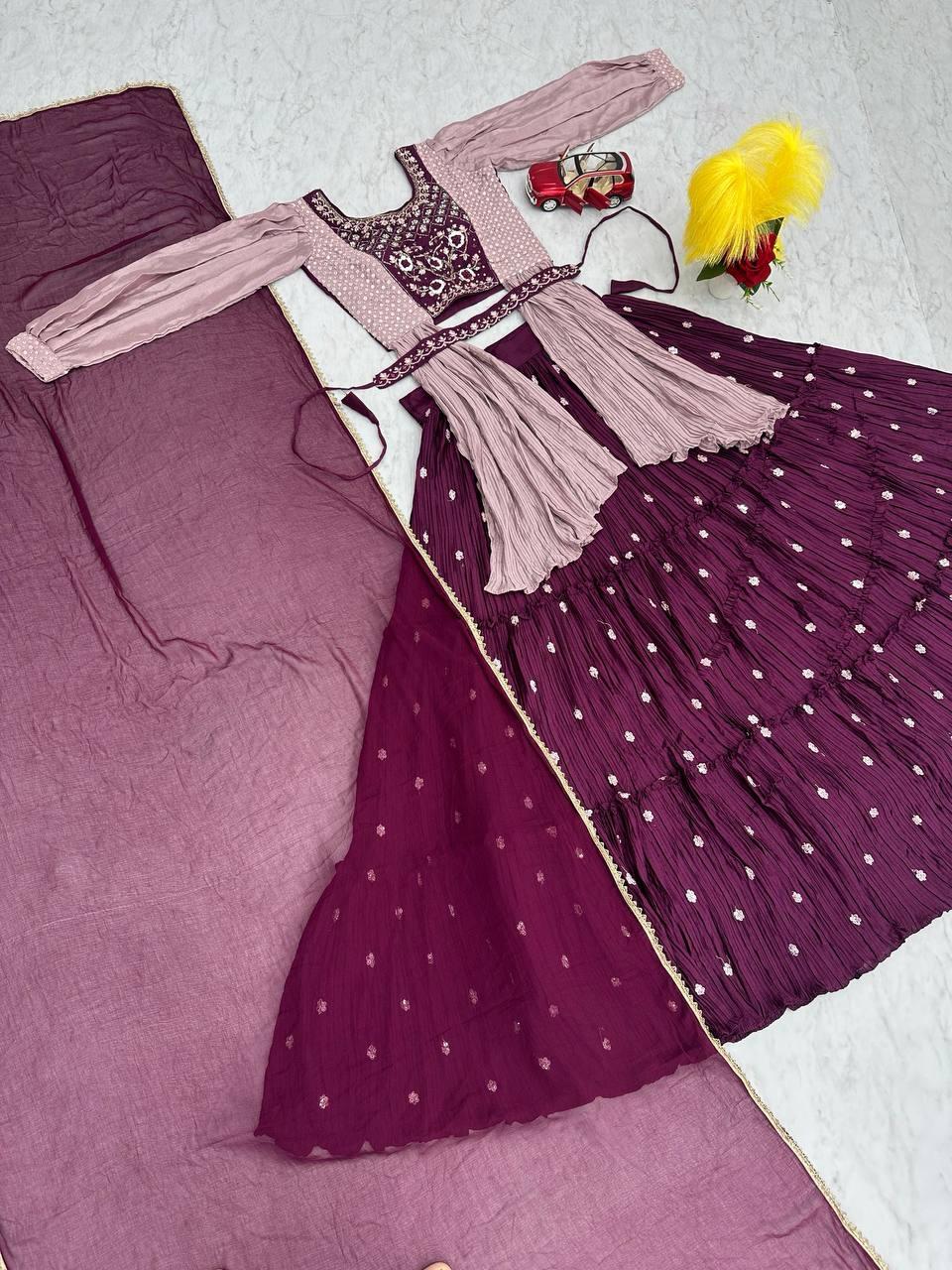Elegant Crop Top With Real Hand Work ( MAS_PC_419_Purple )