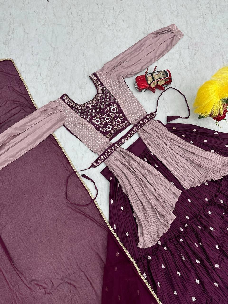 Elegant Crop Top With Real Hand Work ( MAS_PC_419_Purple )