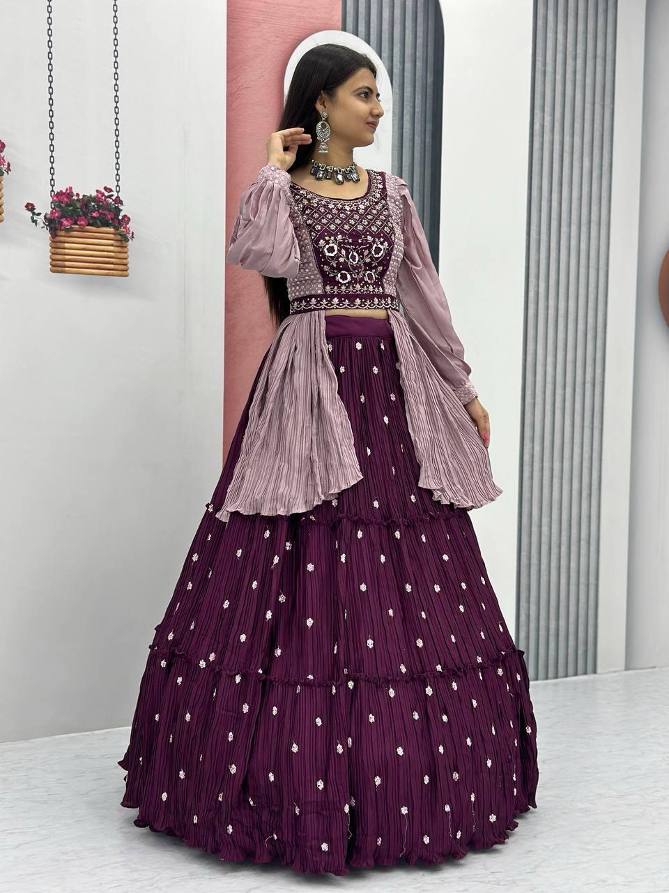 Elegant Crop Top With Real Hand Work ( MAS_PC_419_Purple )
