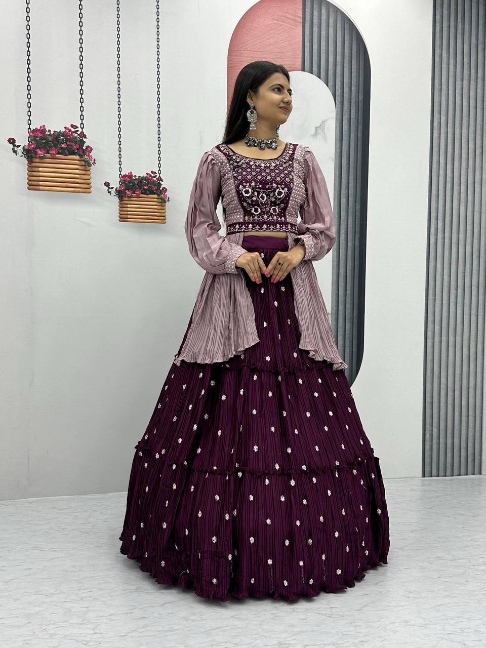 Elegant Crop Top With Real Hand Work ( MAS_PC_419_Purple )
