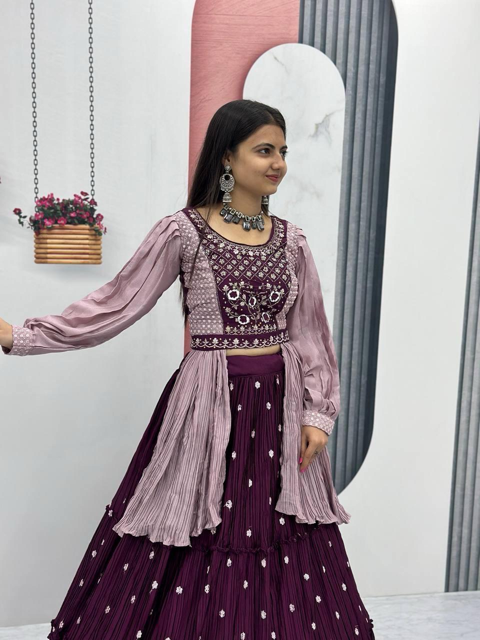 Elegant Crop Top With Real Hand Work ( MAS_PC_419_Purple )