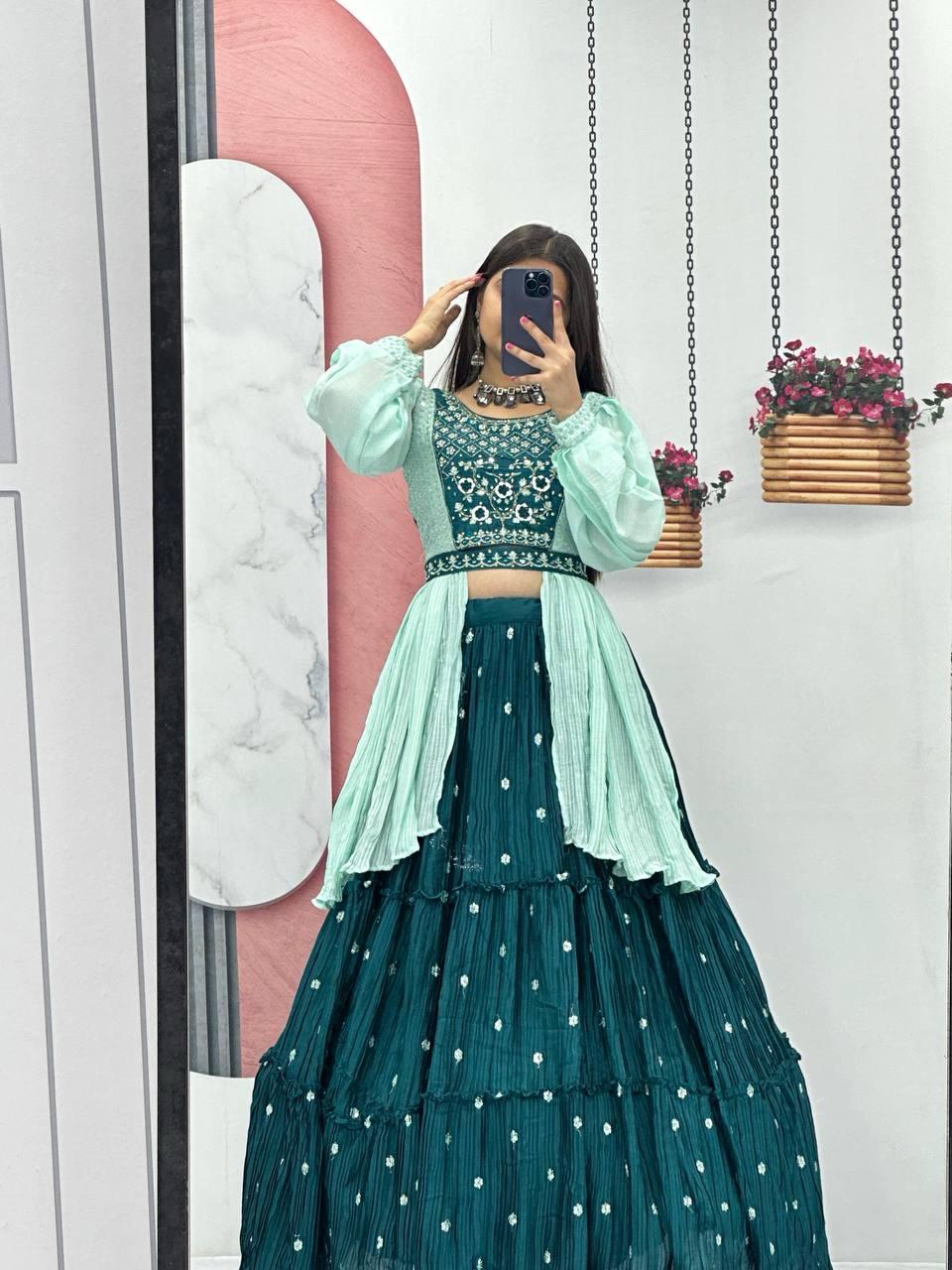 Admiring Rama Crop Top With Real Hand Work (MAS_PC_419_Rama)