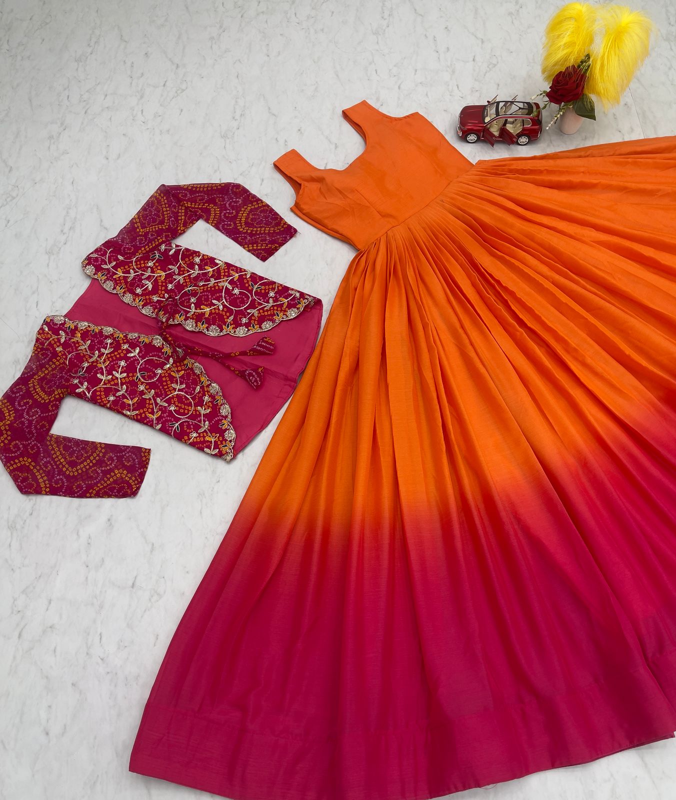 Pretty Party Wear Pure Chinon Gown With Fancy Jacket (MAS_Ram_042_Pink)