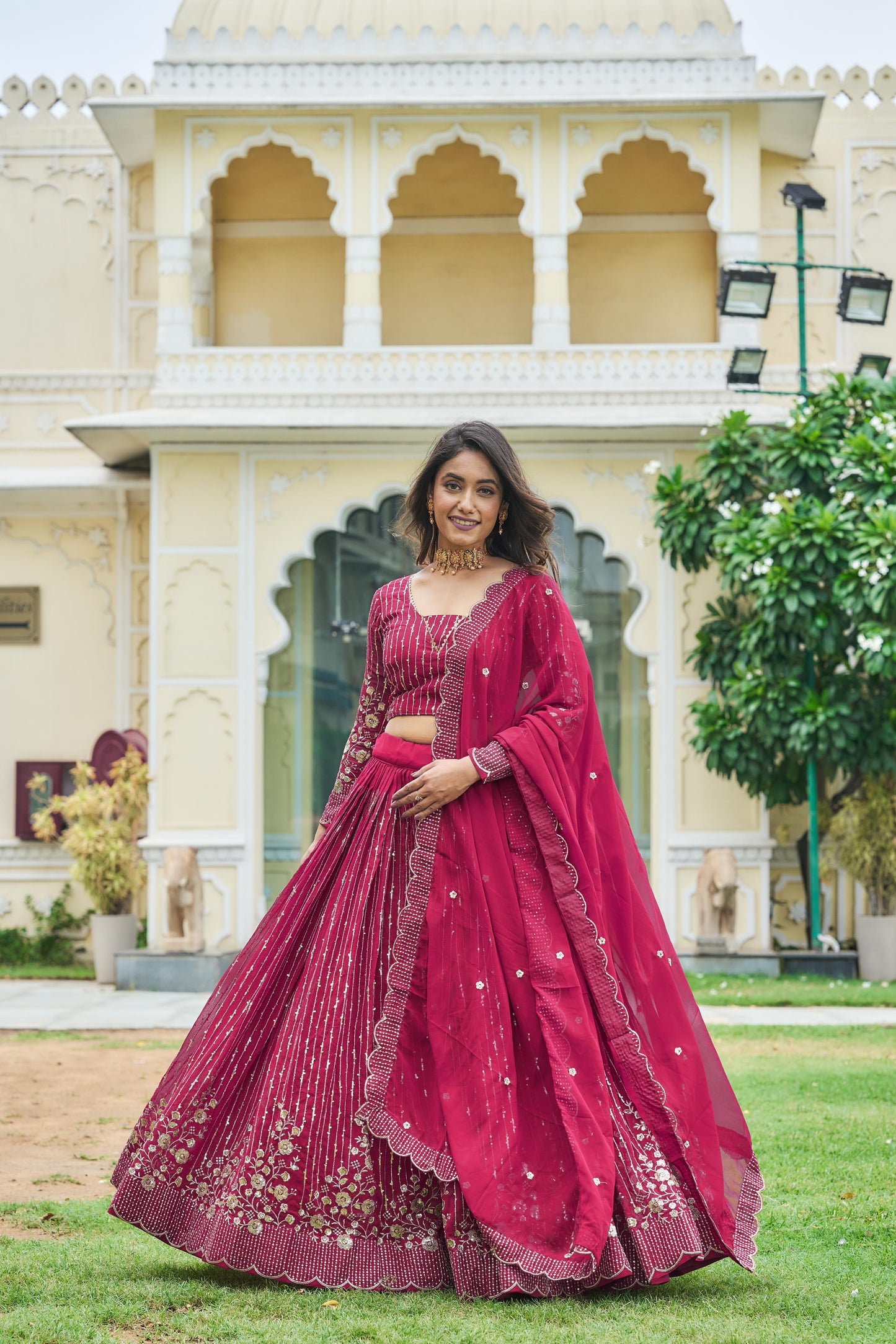 Party Wear Pink Designer Lehenga Choli With Embroidery Sequence Work ( MAS_Ram_051_Pink )