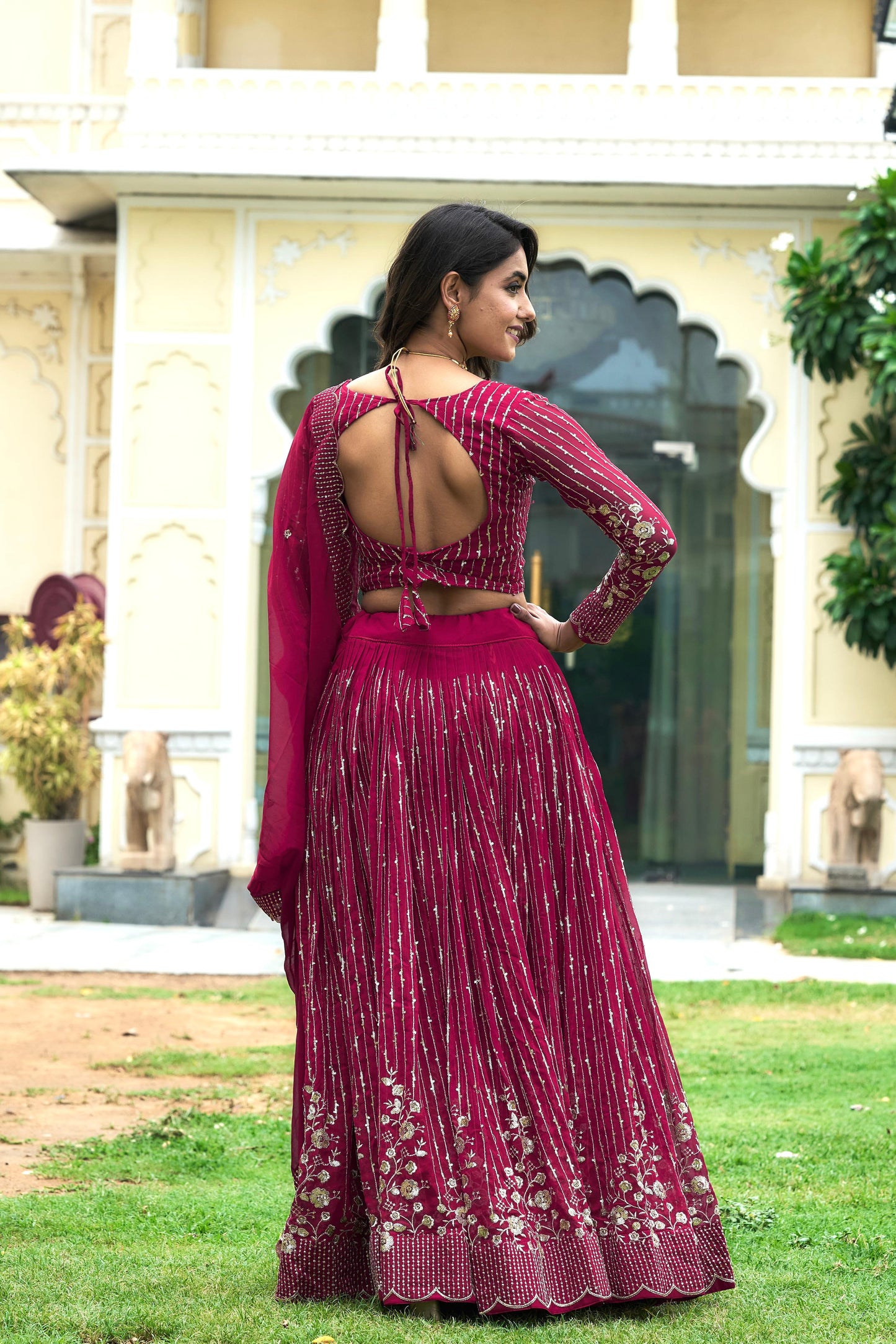 Party Wear Pink Designer Lehenga Choli With Embroidery Sequence Work ( MAS_Ram_051_Pink )