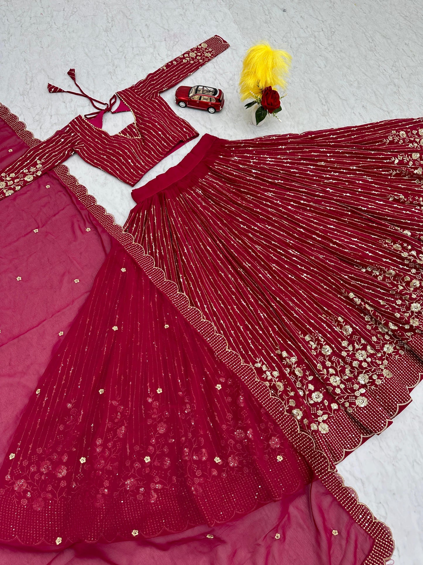 Party Wear Pink Designer Lehenga Choli With Embroidery Sequence Work ( MAS_Ram_051_Pink )