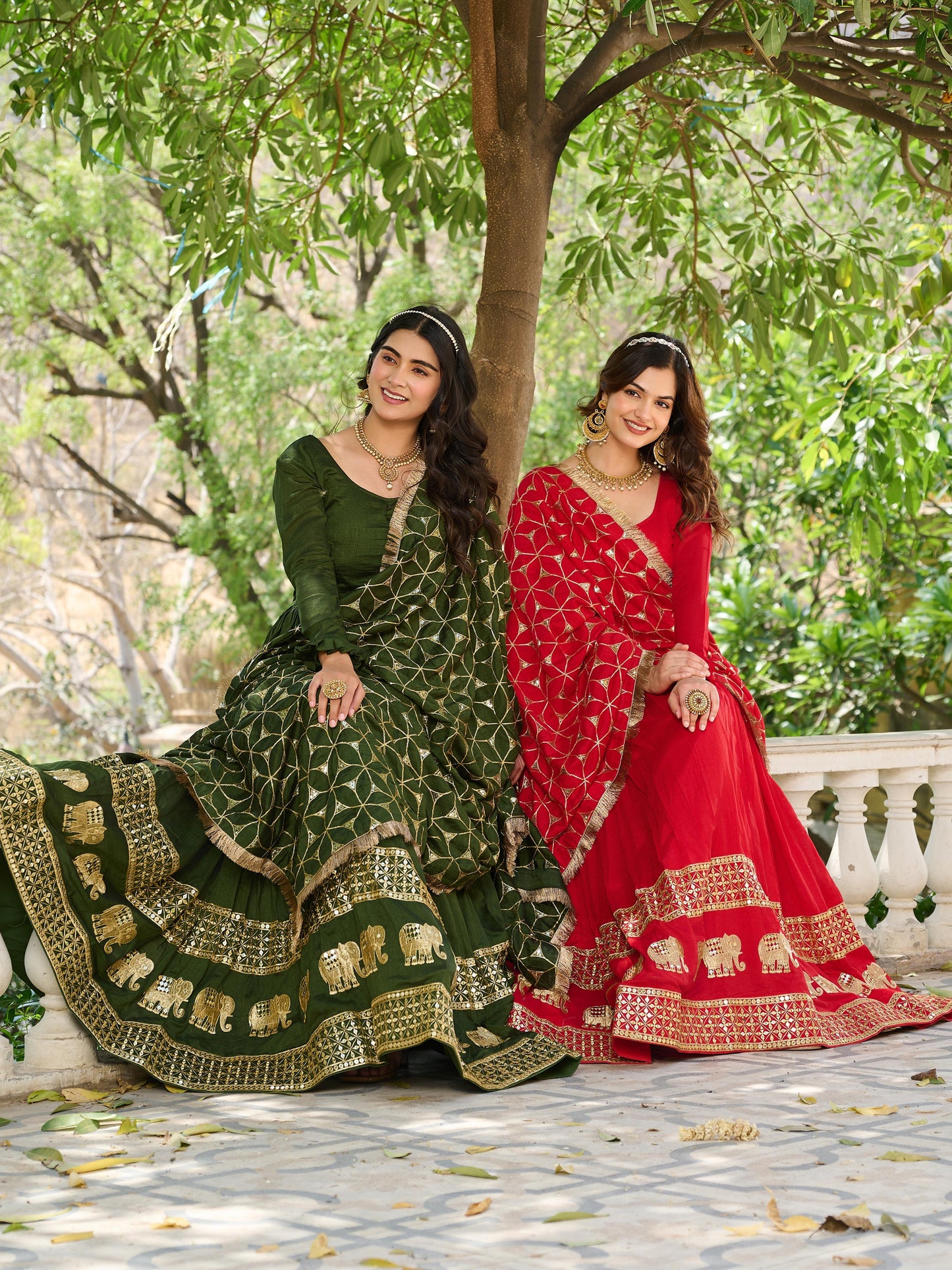 Decent Mehendi Festive Gown & Dupatta Set With Heavy Sequence Embroidery Work ( MAS_Ram_100_Mehendi )
