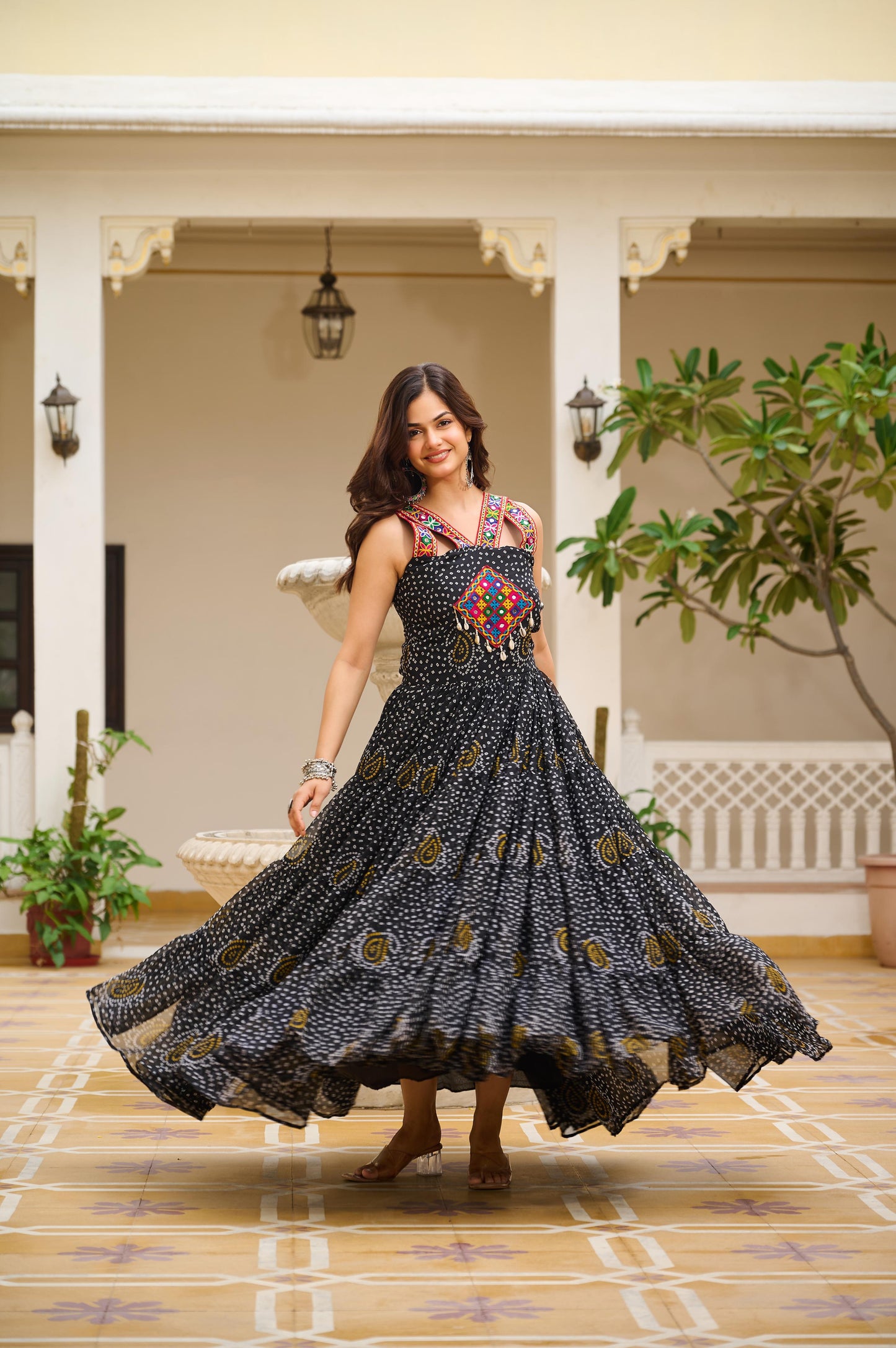 Astonishing Black Gamthi Work Navratri Special Gown ( MAS_RAM_108_Black )
