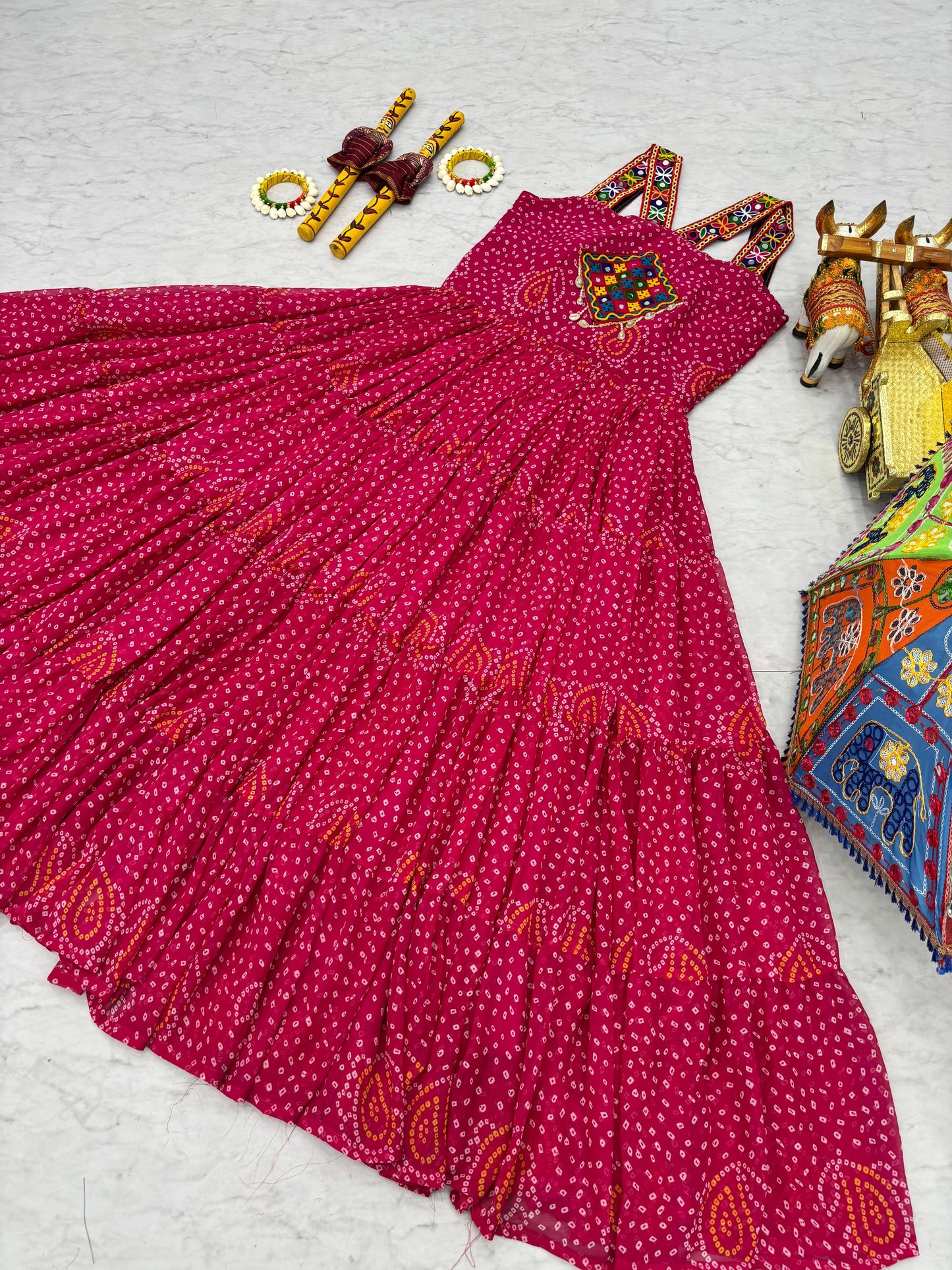 Gorgeous Gamthi Work Navratri Special Gown ( MAS_RAM_108_Pink )