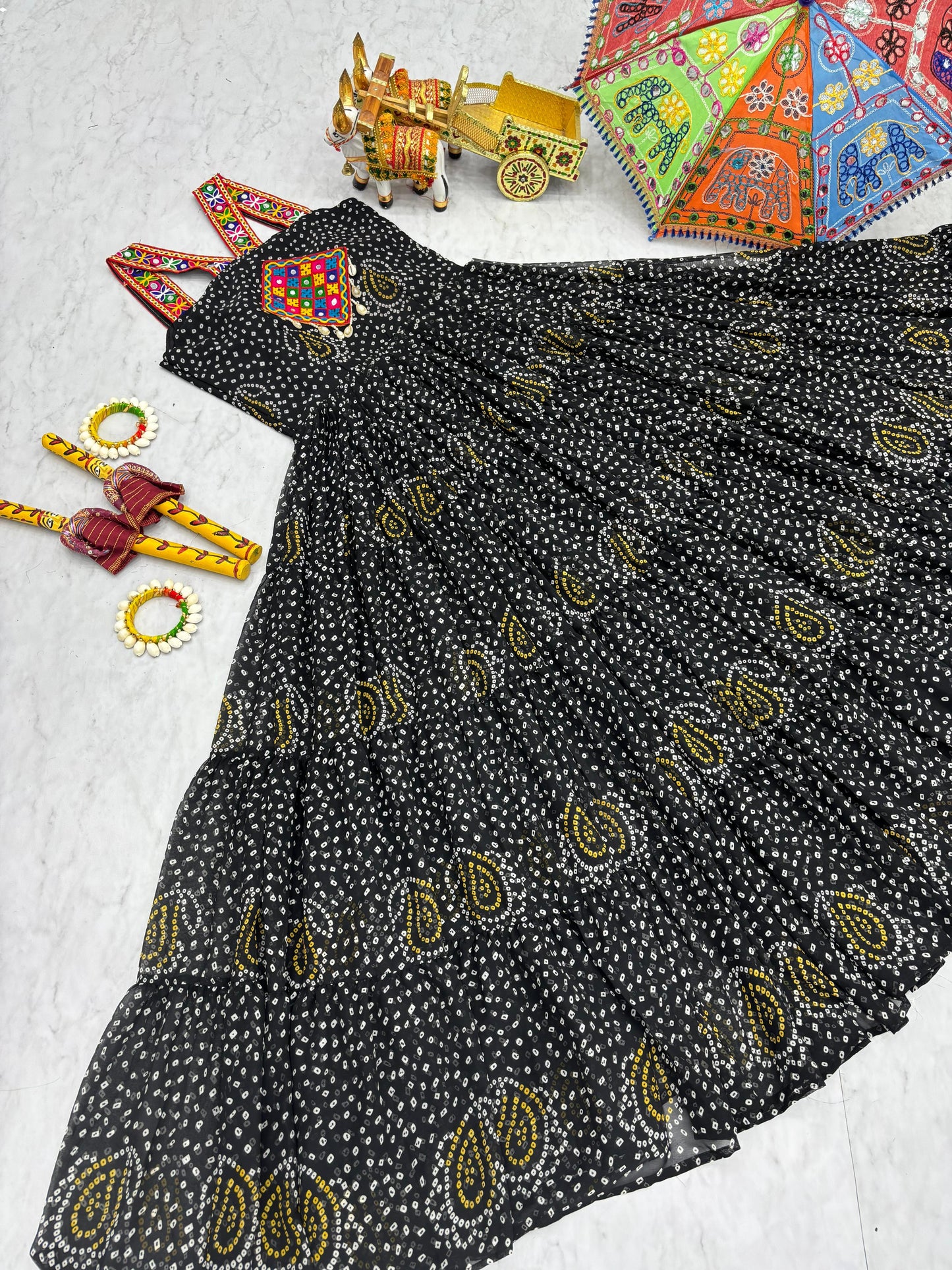 Astonishing Black Gamthi Work Navratri Special Gown ( MAS_RAM_108_Black )