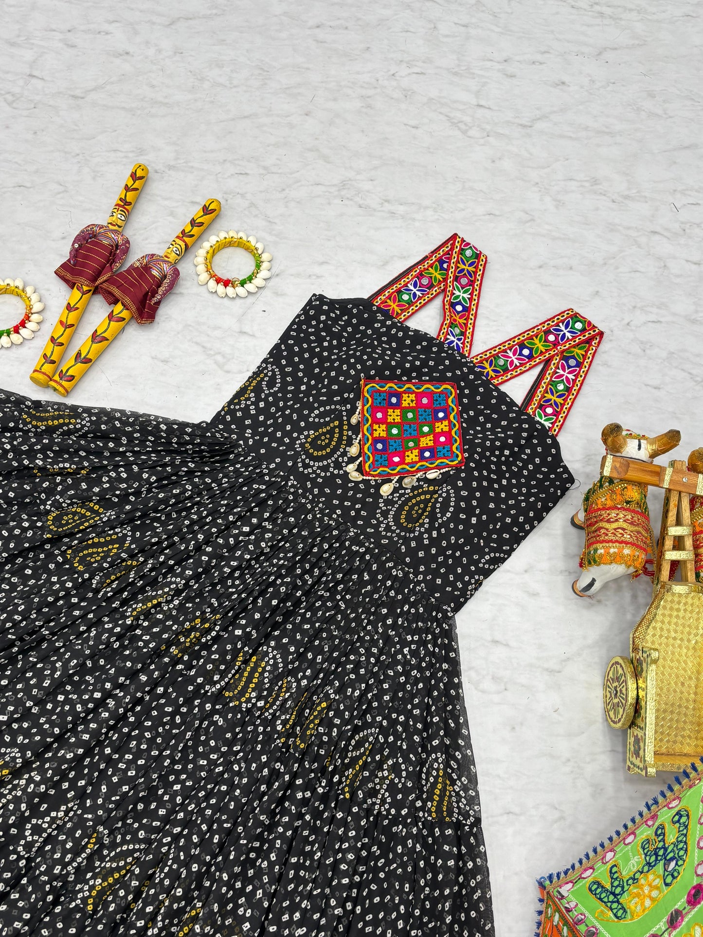 Astonishing Black Gamthi Work Navratri Special Gown ( MAS_RAM_108_Black )