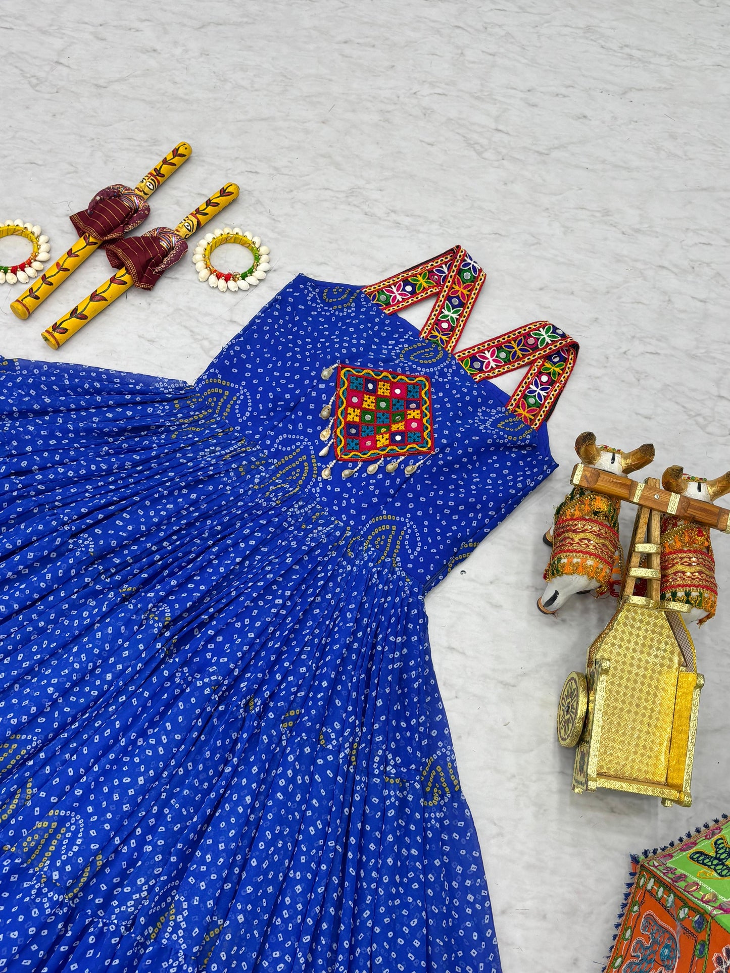 Beautiful Gamthi Work Navratri Special Gown ( MAS_RAM_108_Blue )