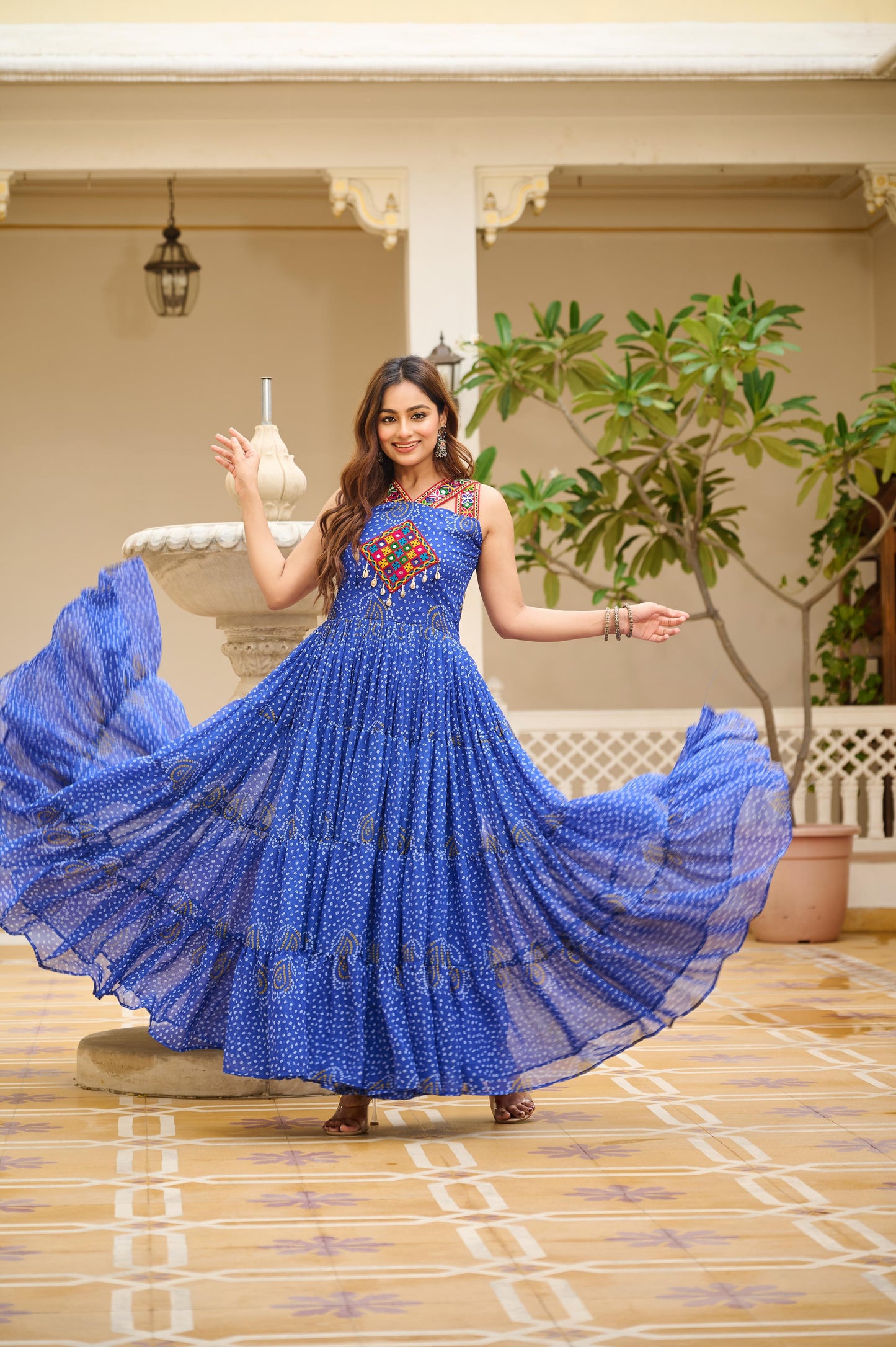 Beautiful Gamthi Work Navratri Special Gown ( MAS_RAM_108_Blue )